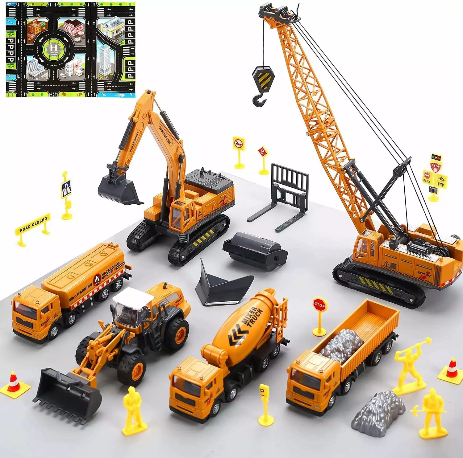 JoyStone Construction Vehicles Boys Toy Playsets. Crane Truck Excavator Crane Dump Truck Toy Car Sets Gift for Kids Toddlers