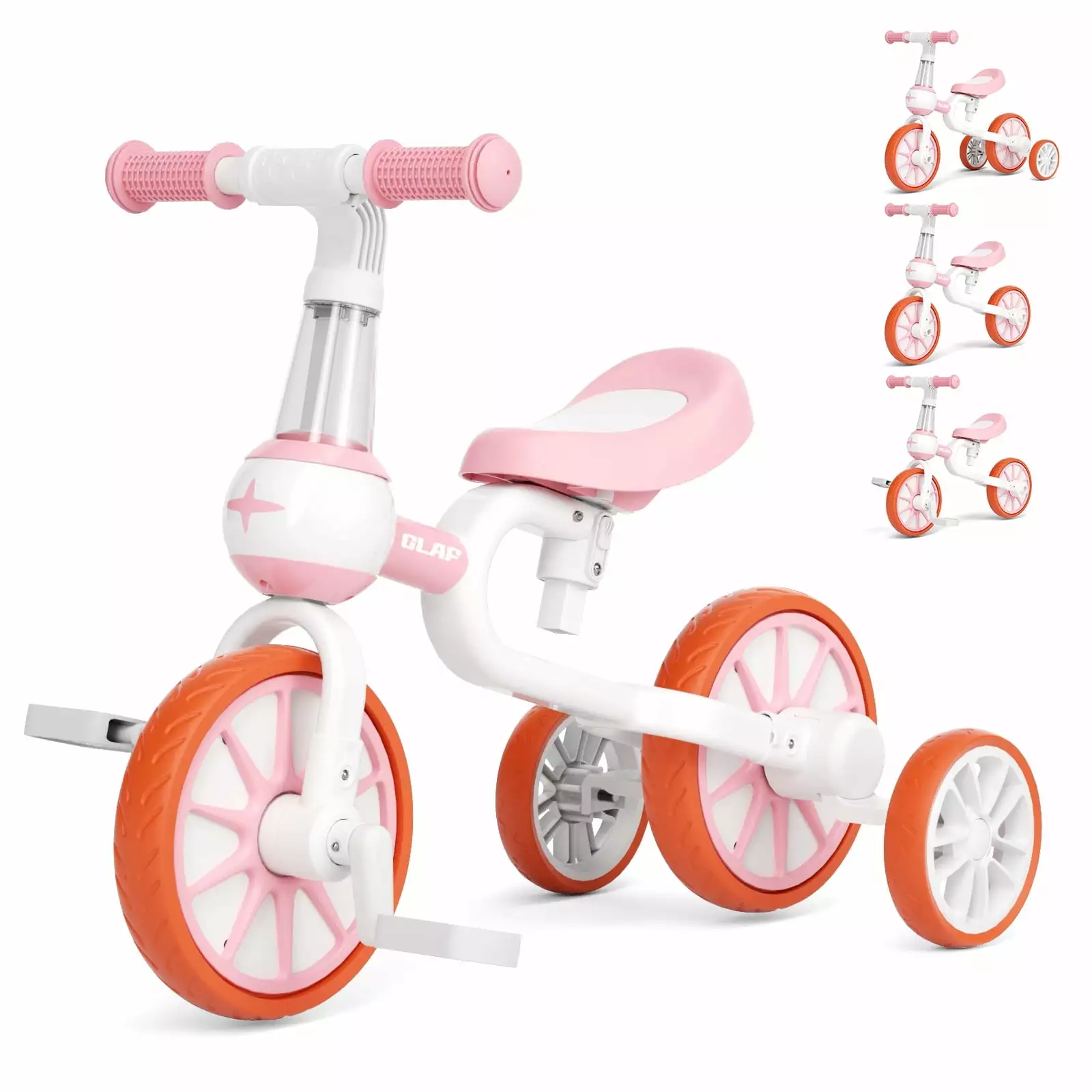 KORIMEFA 3-in-1 Kids Tricycle. Toddler Bike for Ages 1-4 Boy Girl. Pink