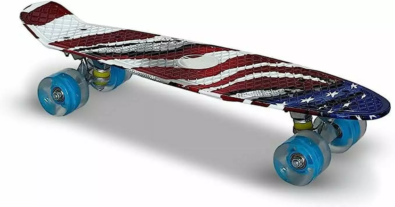 Kartium Skateboards Complete 22 Inch. Plastic Mini Cruiser Retro Skateboard for Kids Boys Girls Teens Youths Adults and Beginners