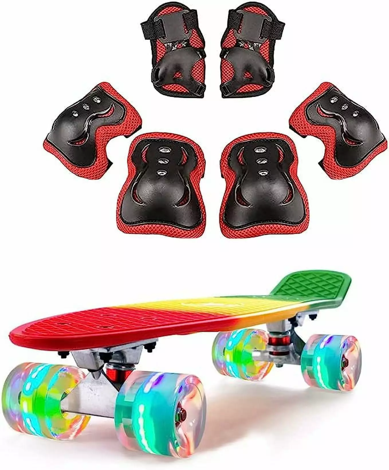 Kartium Skateboards Complete 22 Inch. Plastic Mini Cruiser Retro Skateboard for Kids Boys Girls Teens Youths Adults and Beginners