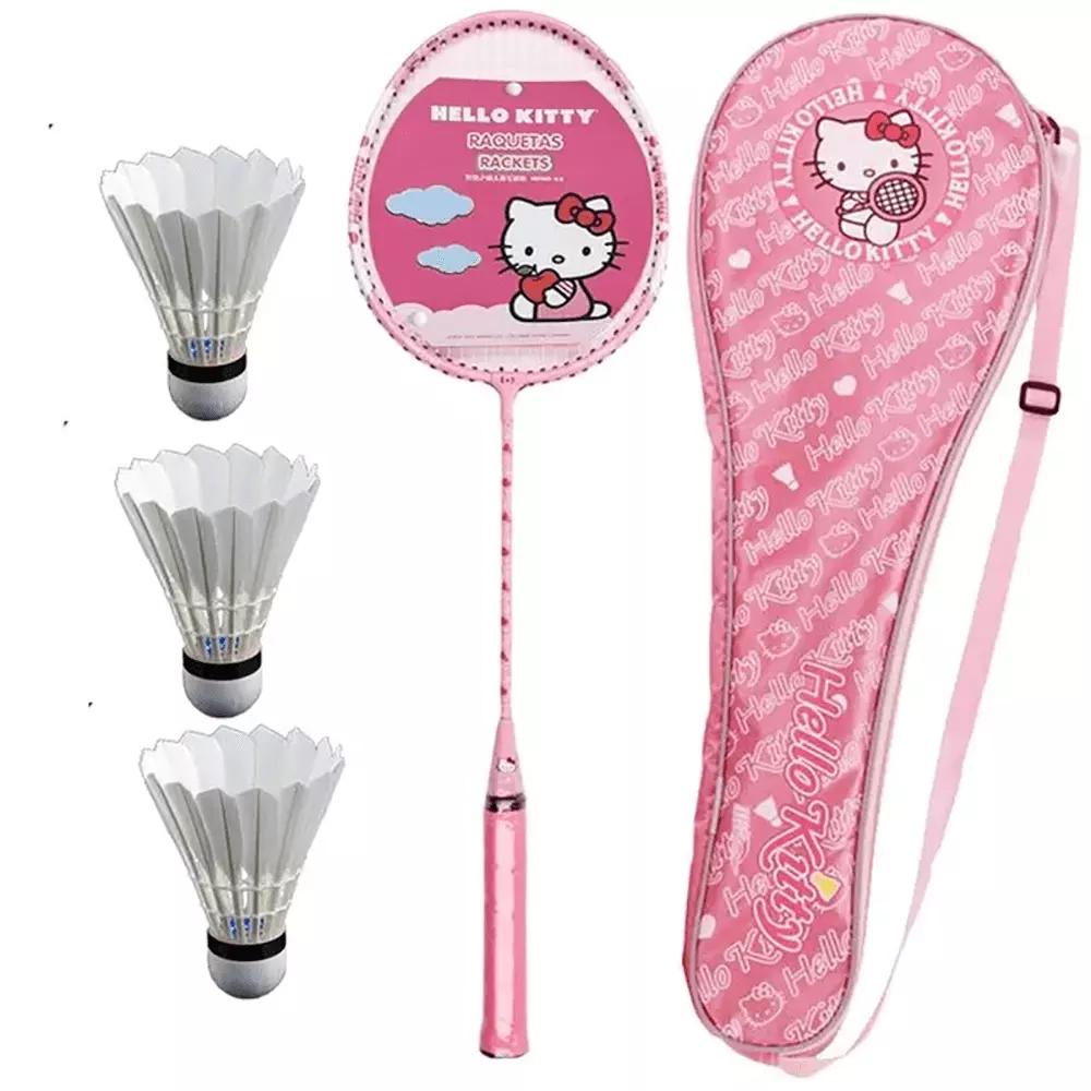 Kawaii Kitty Adult Badminton Racket Set 2 Badminton Rackets With Racquet Bag Sports Equipment