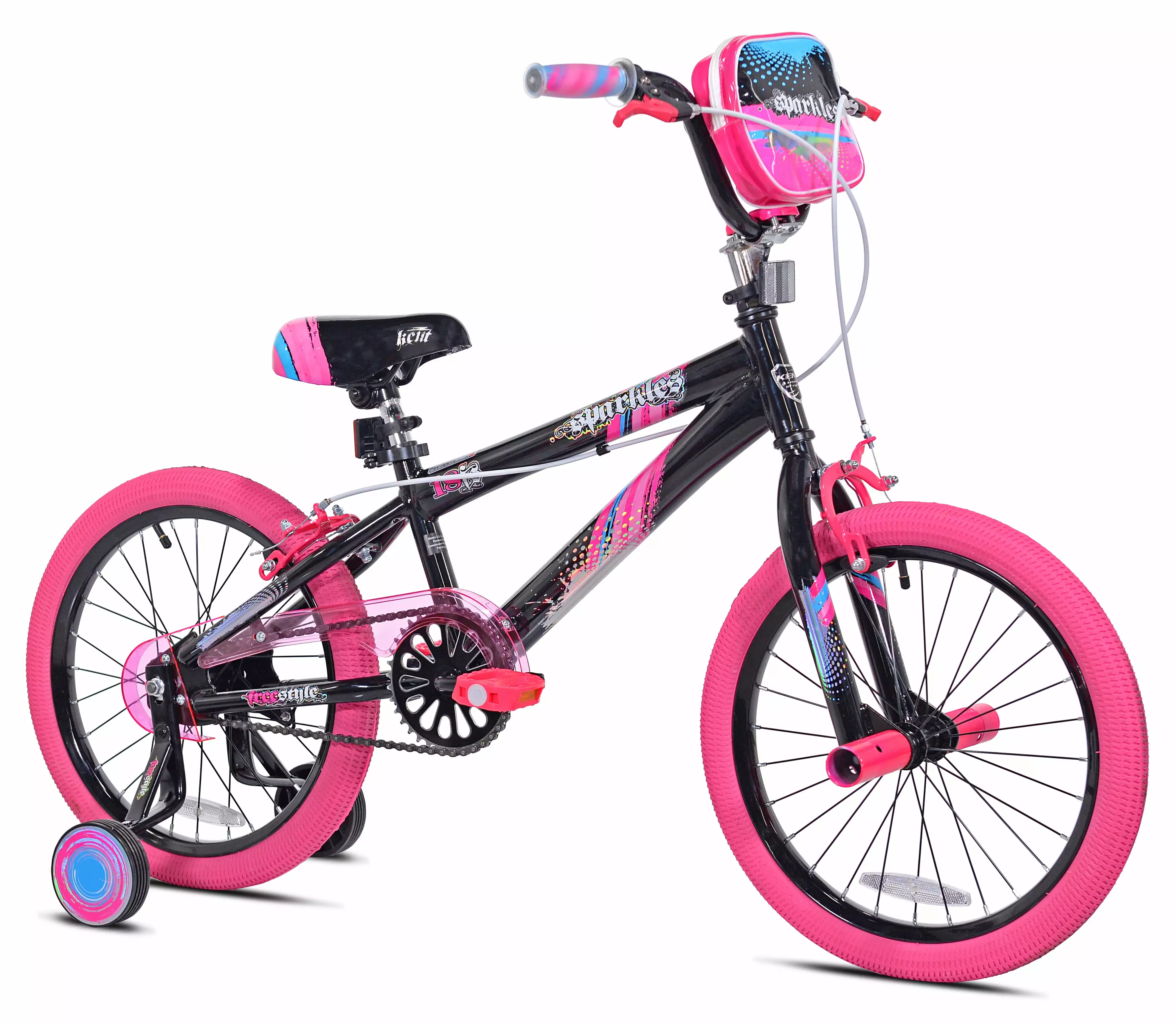 Kent Bicycles 18 inch Girl's Sparkles Bicycle. Black and Pink