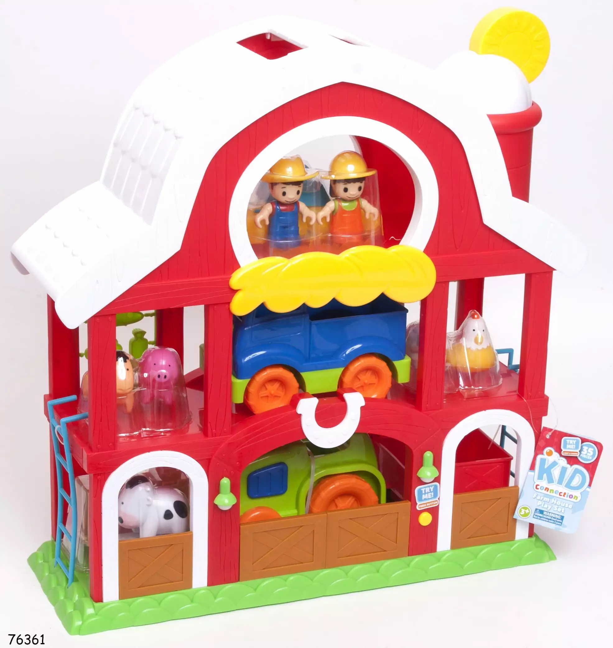 Kid Connection Farm House Play Set with Animals - Lights Up with Sound.35 Pieces