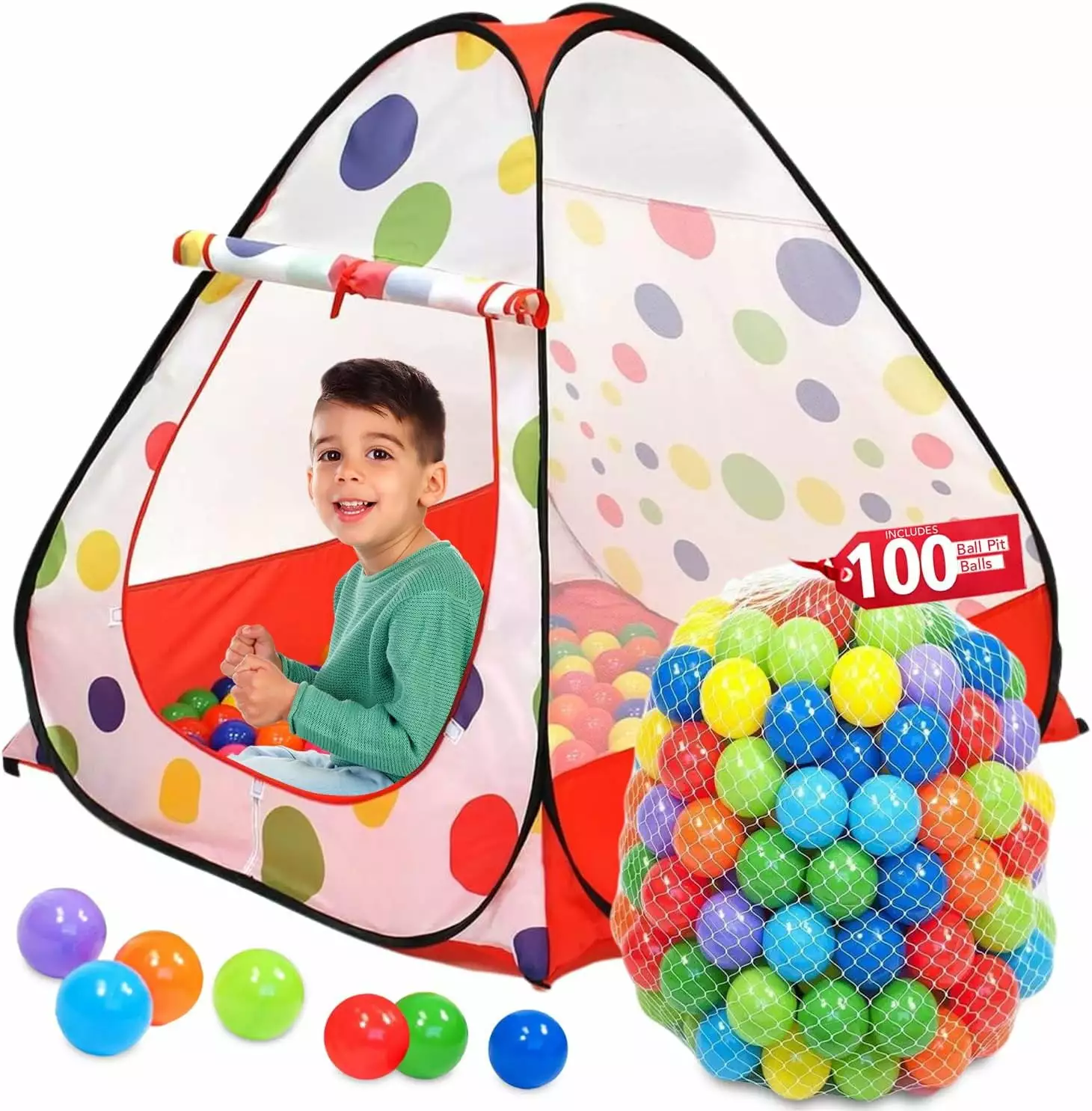 Kiddey Kids Ball Pit Play Tent - 100 Ball Pit Balls Included - Pops up No Assembly Required - Use as a Ball Pit or As an Indoor/Outdoor Play Tent. (Ball Pit with Balls)