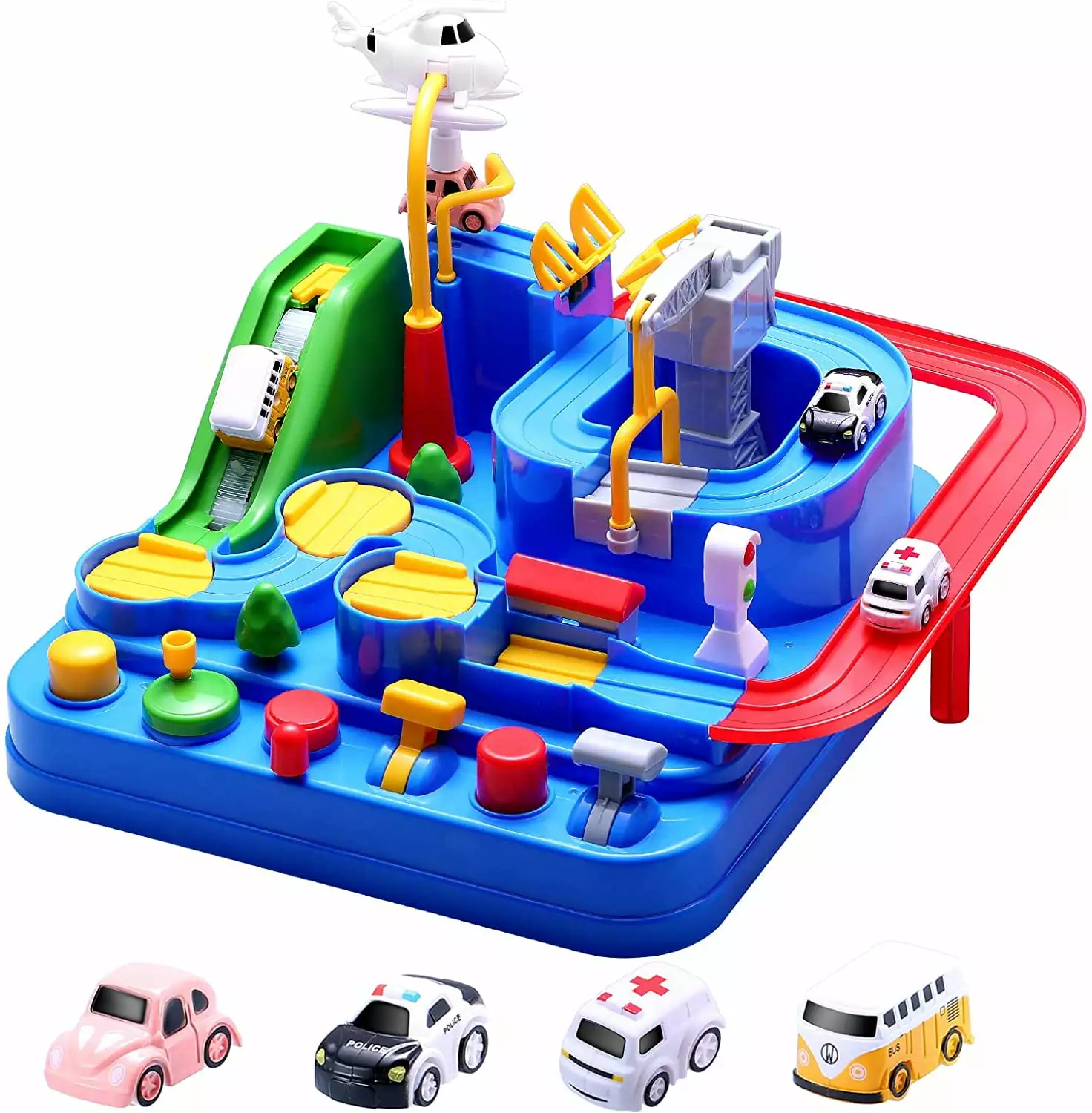 Kids Race Tracks for Boys Car Adventure Toys Gifts for Age 2 3 4 5 6 Year Old Boys Girls. Puzzle Car Tracks Playsets City Rescue Toy Preschool Educational Car Toys Games for Toddlers