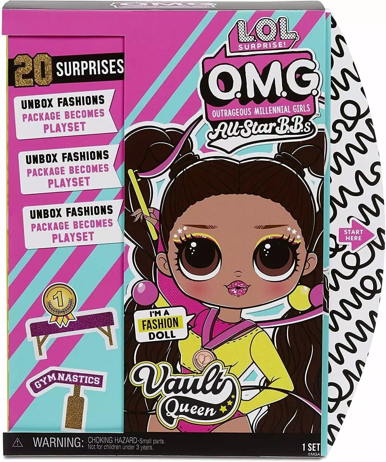 L.O.L Surprise! Omg Sports Vault Queen Artistic Gymnastics Fashion Doll Playset. 20 Pieces