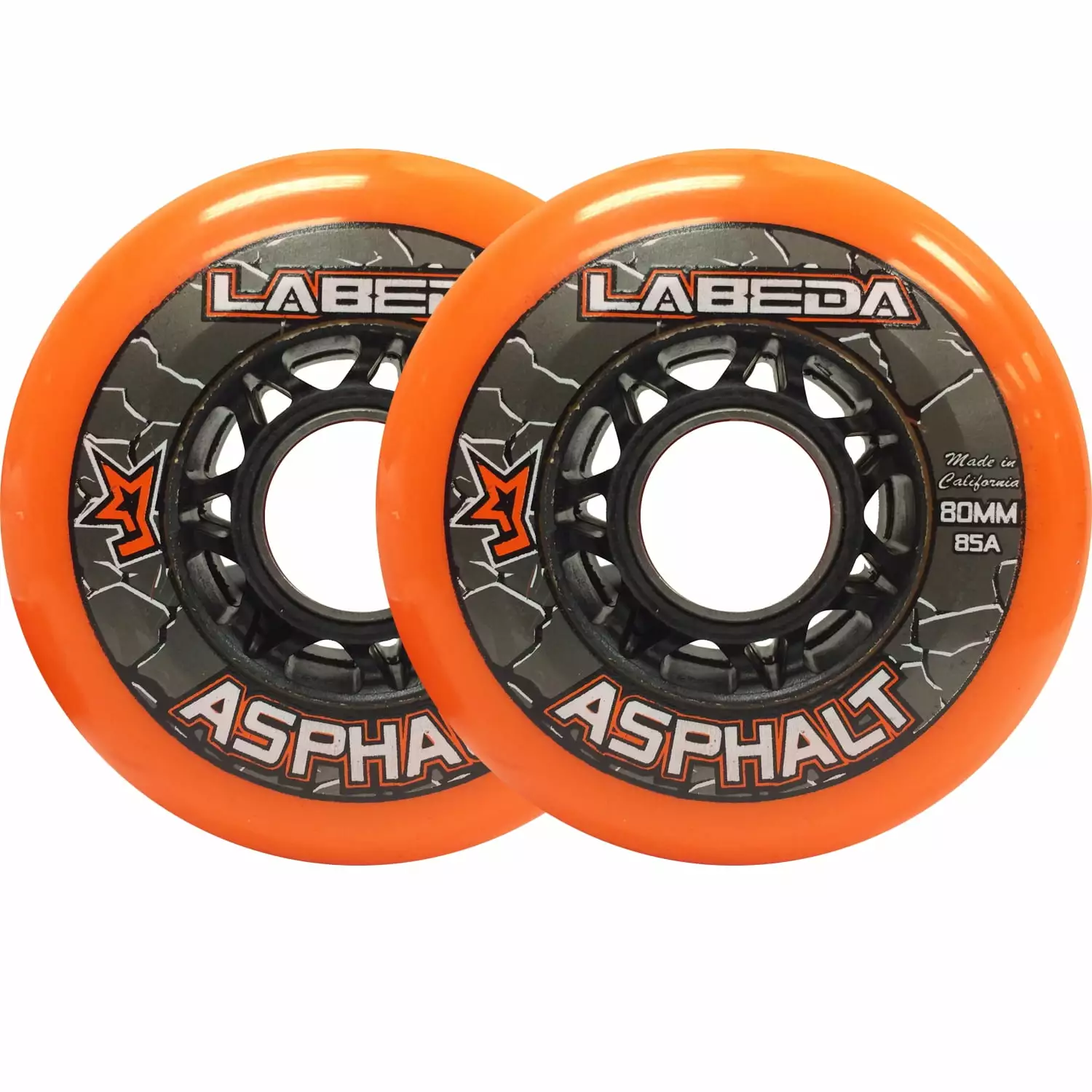 LABEDA WHEELS Inline Roller Hockey GRIPPER ASPHALT OUTDOOR ORANGE 80mm 85A x2