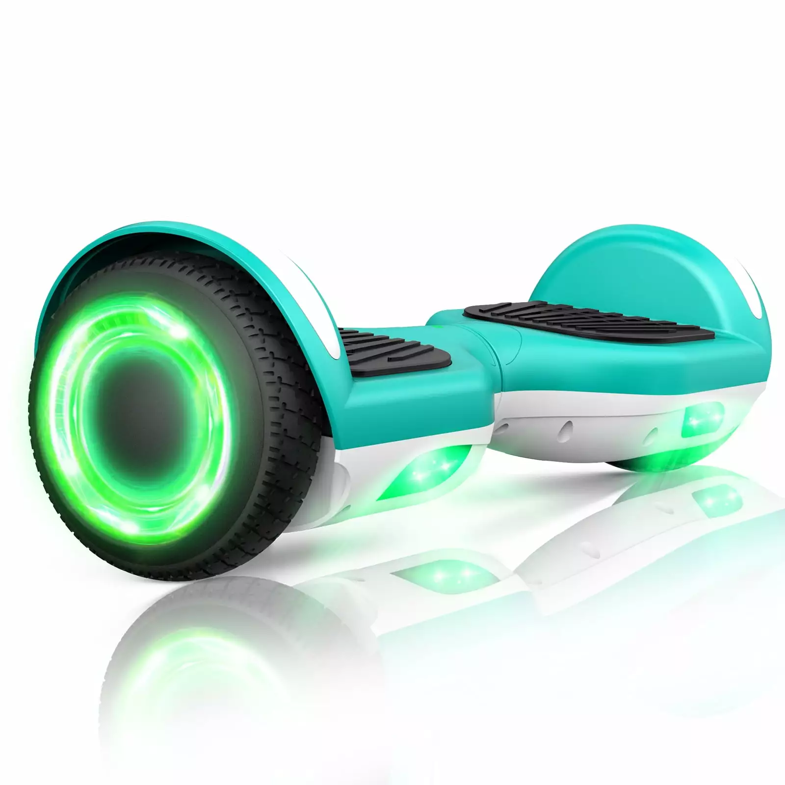 LIEAGLE Hoverboard 6.5. 300W Green Light Motor Hover Boad with Lights. 36V 10MPH Self Balancing Scooter for Kids. Teens & Adults. Green and White