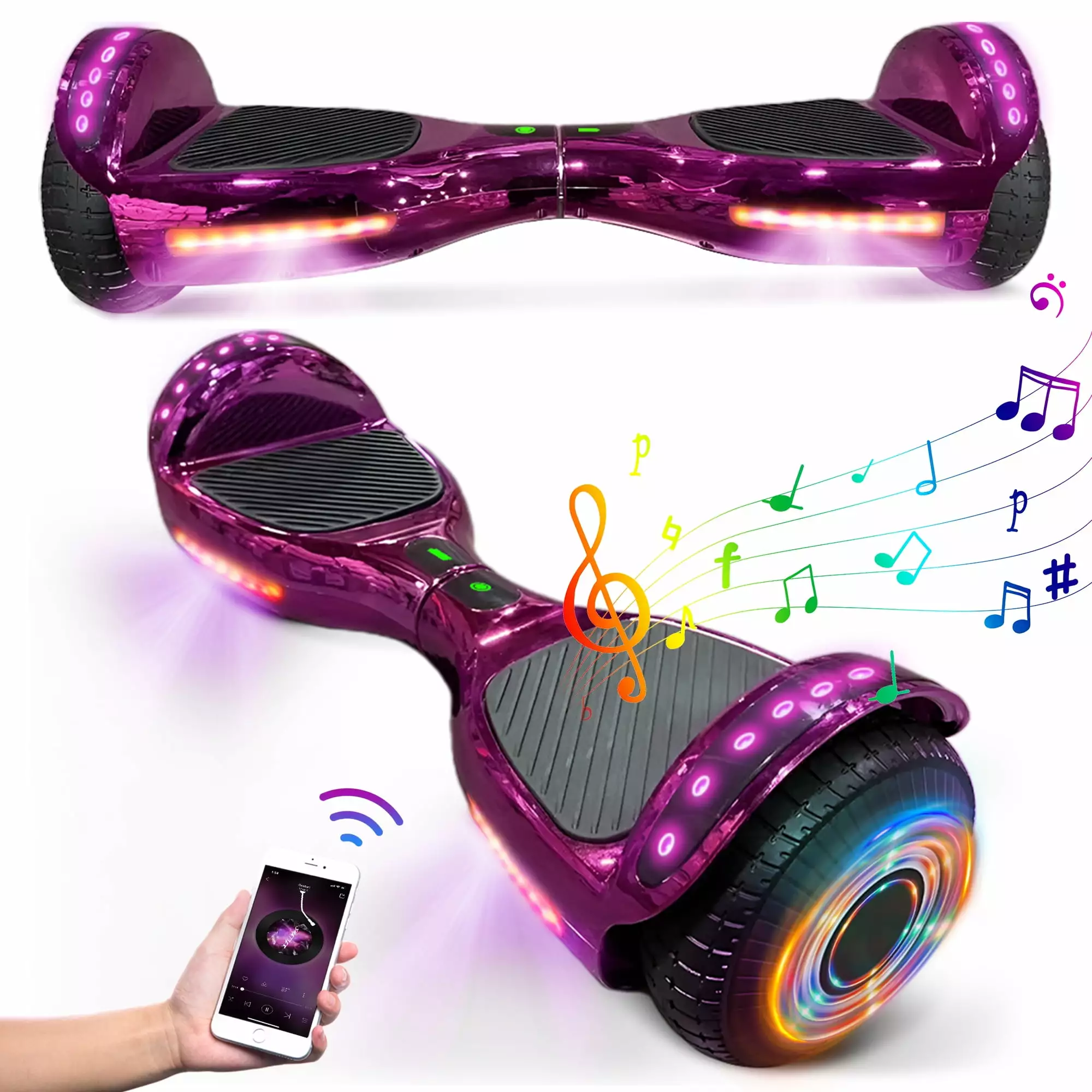 LIEAGLE Hoverboard. 6.5 inch Bluetooth Hoverboard with 300W Dual Powerful Metors. Self Balancing Two Wheel Scooter with LED Lights for Kids. Teens and Adults