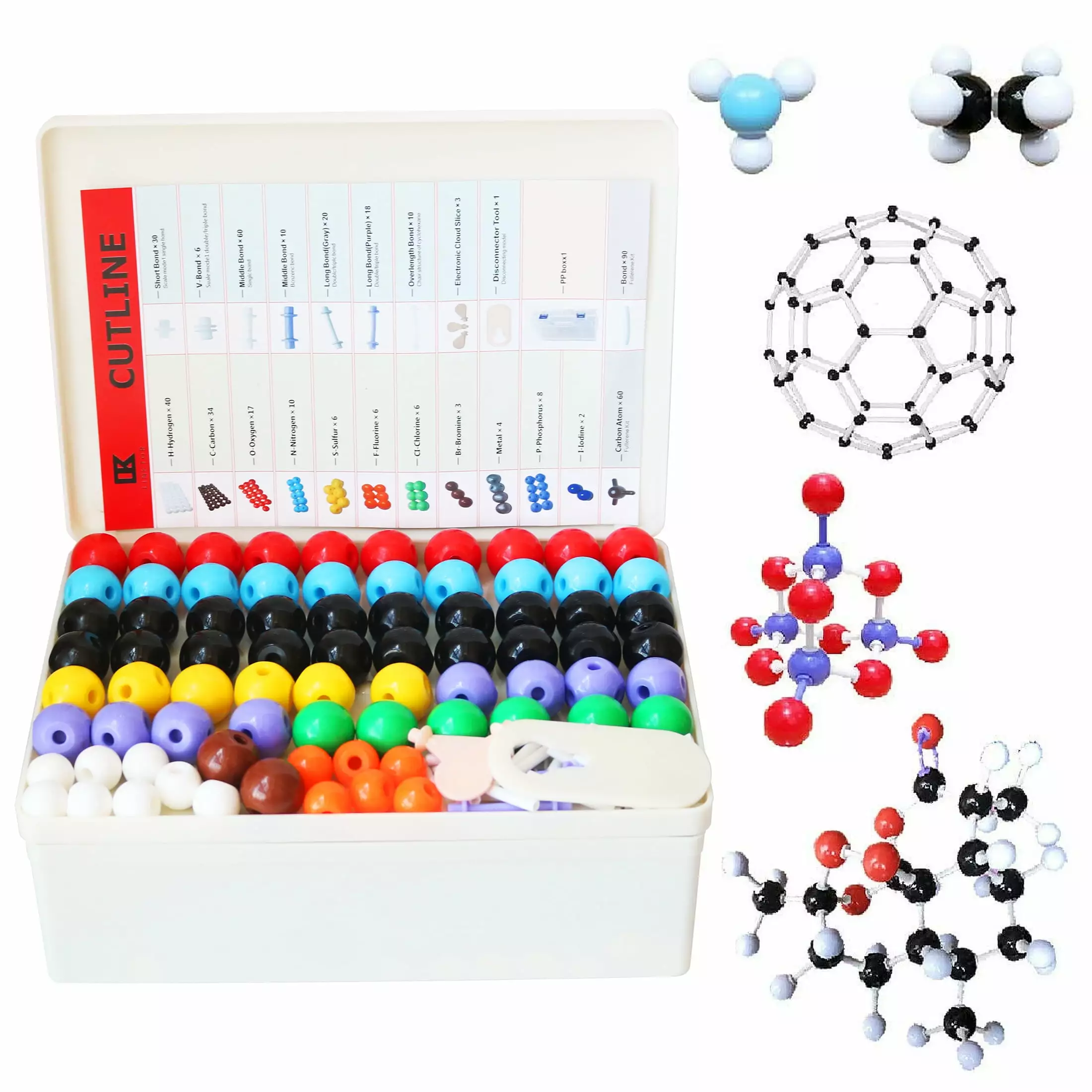 LINKTOR Chemistry Molecular Model Kit (444 Pieces). Student or Teacher Set for Organic and Inorganic Chemistry Learning. Motivate Enthusiasm for Learning and Raising Space Imagination A Fullerene Set