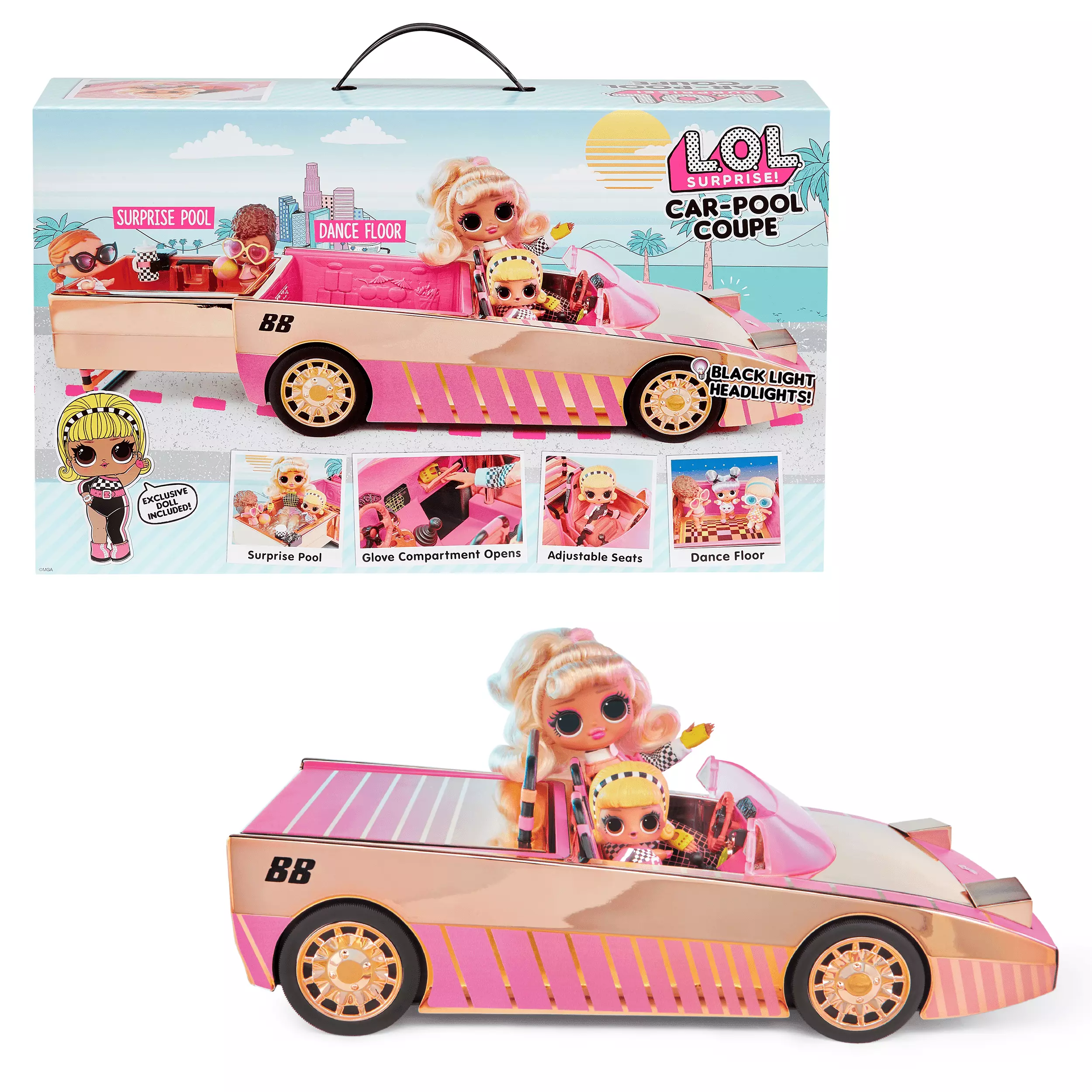 LOL Surprise Car-Pool Coupe with Exclusive Doll. Surprise Pool & Dance Floor. Great Gift for Kids Ages 4 5 6+