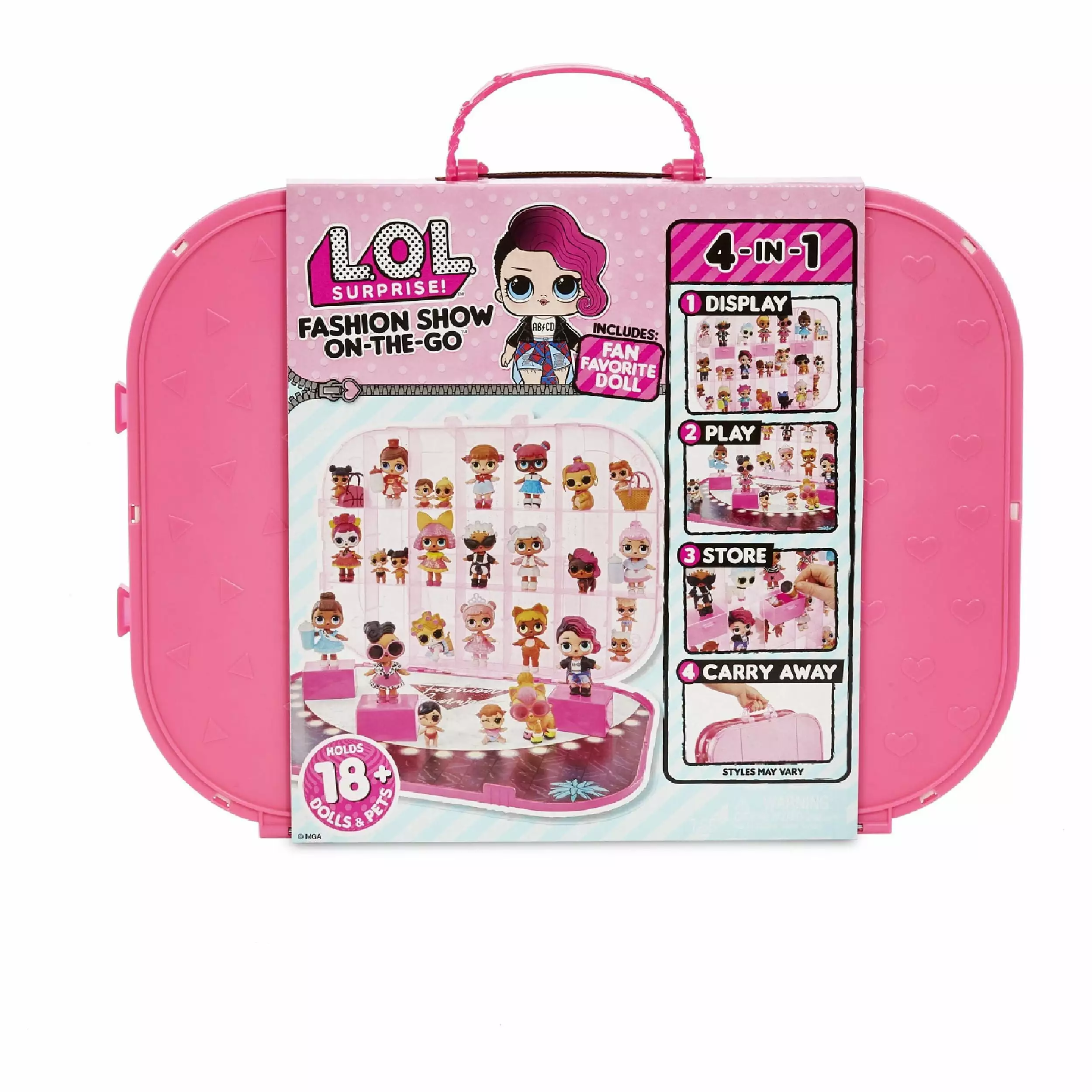 LOL Surprise Fashion Show On-The-Go Storage/Playset With Doll Included in Hot Pink. Great Gift for Kids Ages 4 5 6+