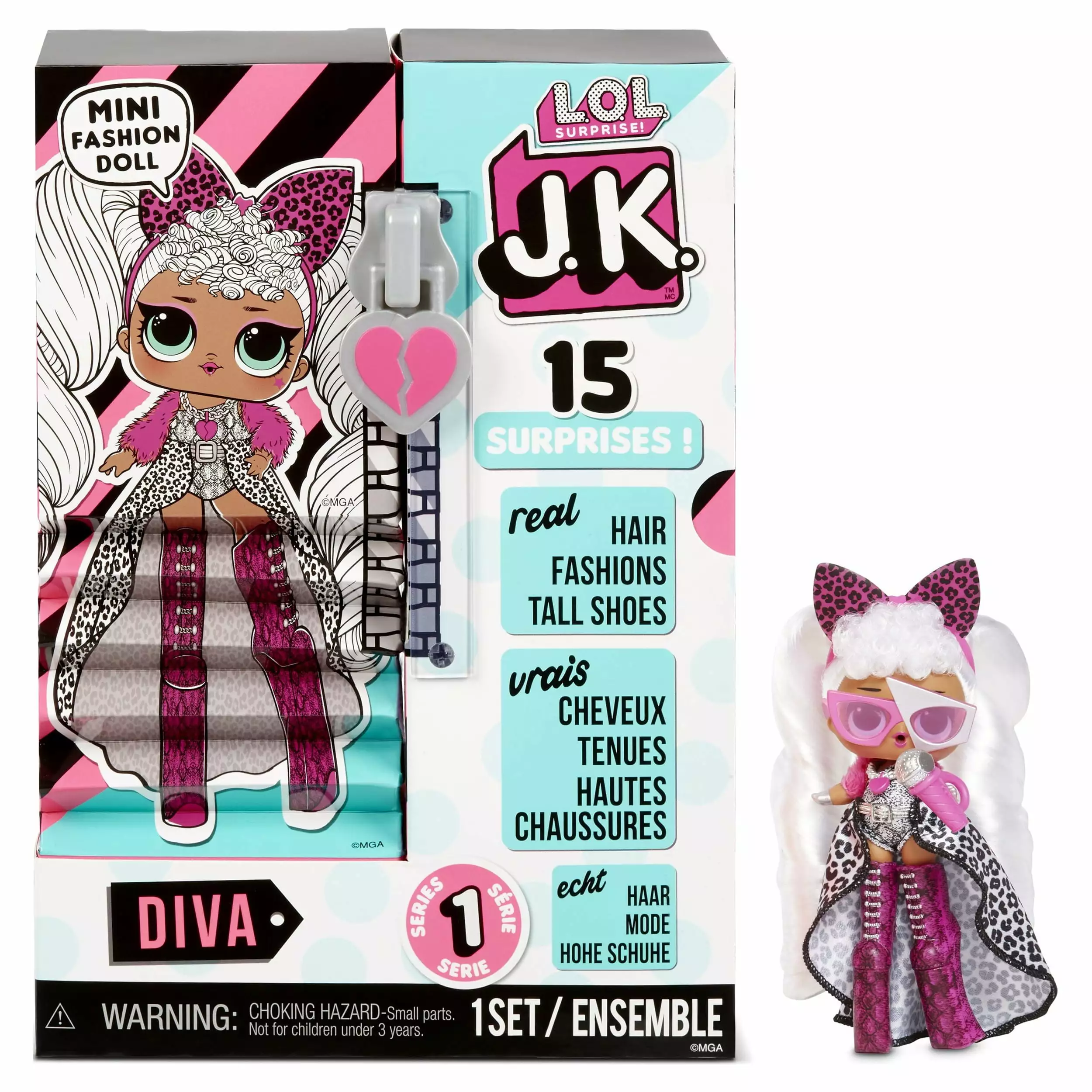 LOL Surprise JK Diva Mini Fashion Doll with 15 Surprises. Great Gift for Kids Ages 4 5 6+