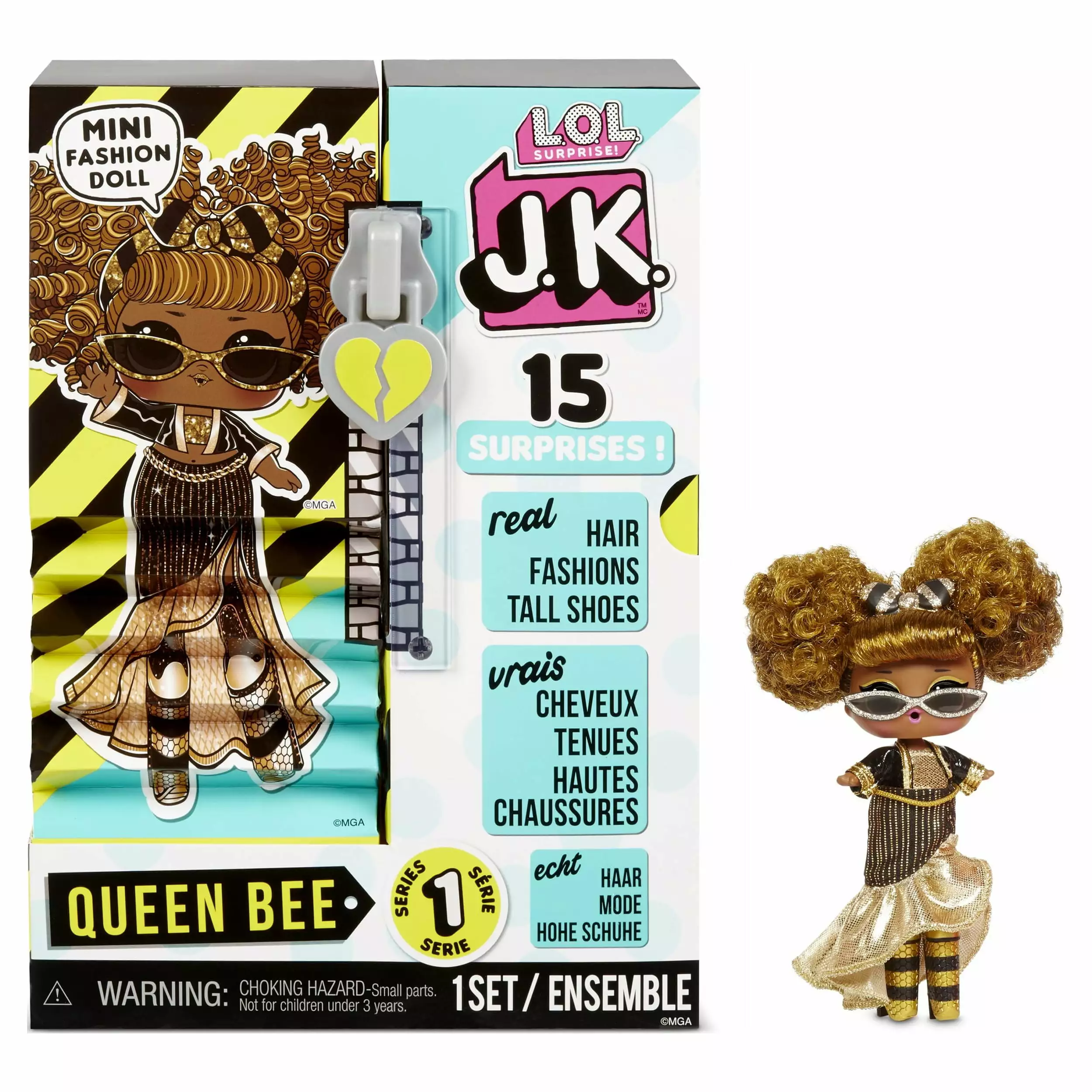 LOL Surprise JK Queen Bee Mini Fashion Doll With 15 Surprises. Great Gift for Kids Ages 4 5 6+