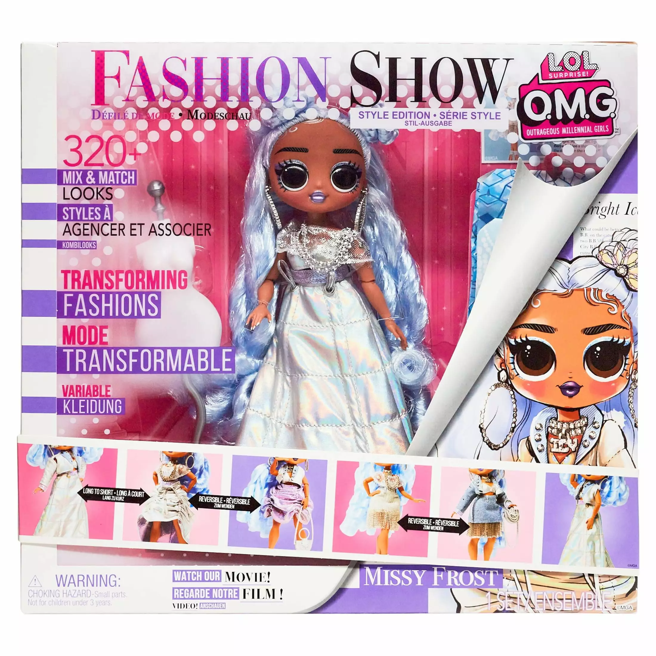 LOL Surprise OMG Fashion Show Style Edition Missy Frost Fashion Doll w/ 320+ Fashion Looks. Transforming Fashions. Reversible Fashions. Accessories. Collectible Dolls. Toy Girls Ages 4+. 10-inch Doll