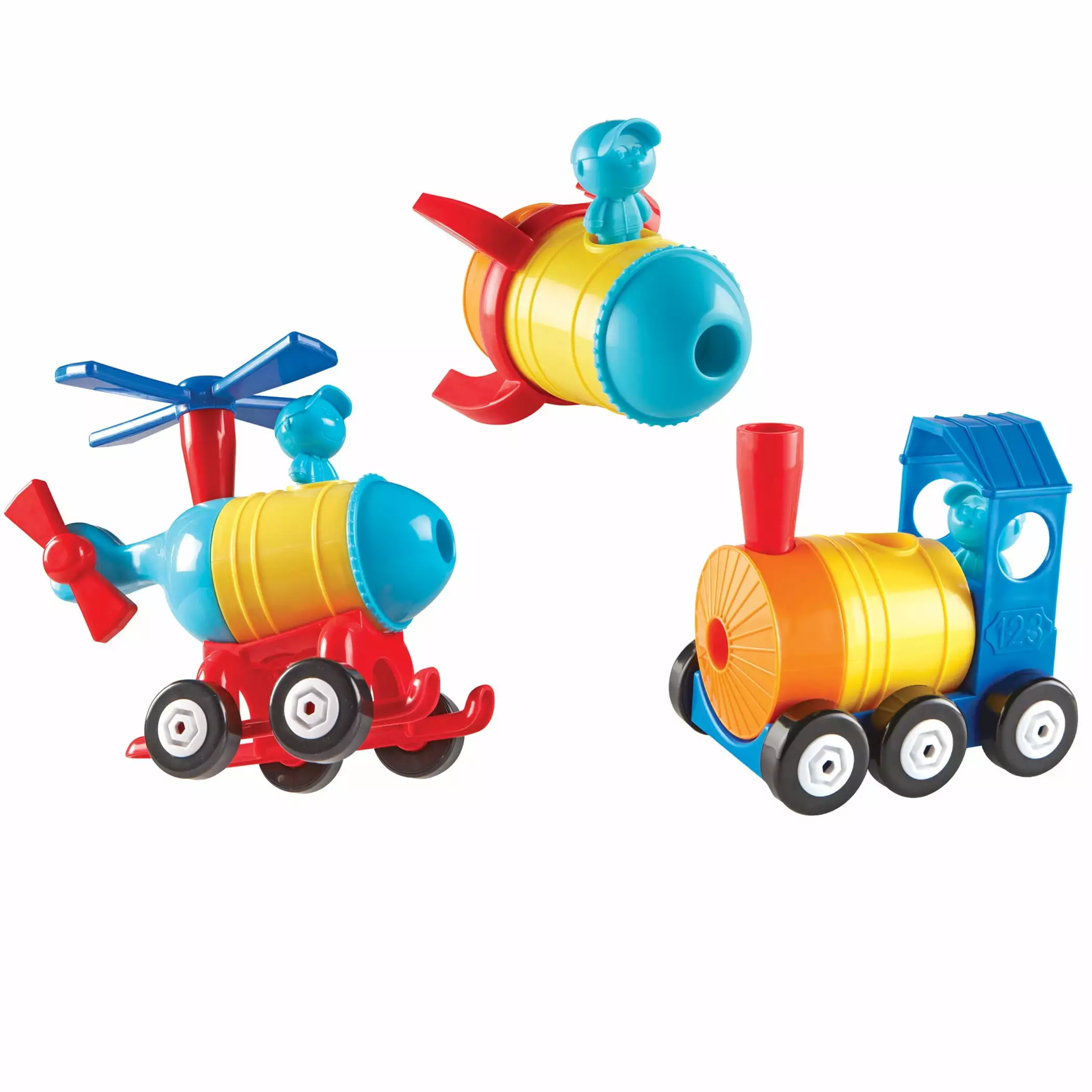 Learning Resources 1-2-3 Build It! Rocket-Train-Helicopter - 17 Pieces. Boys and Girls Ages 2+ Toddler Learning Toys