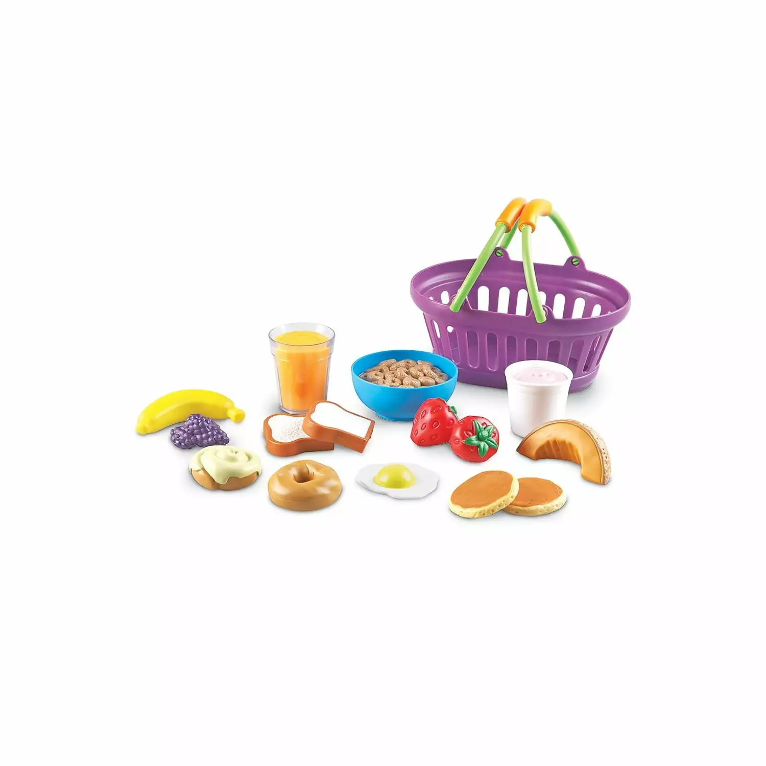 Learning Resources New Sprouts Breakfast Foods Basket. Pretend Play. Toddler Toys. 16 Pieces. Girls and boys. Ages 18 mos. 2. 3 years+