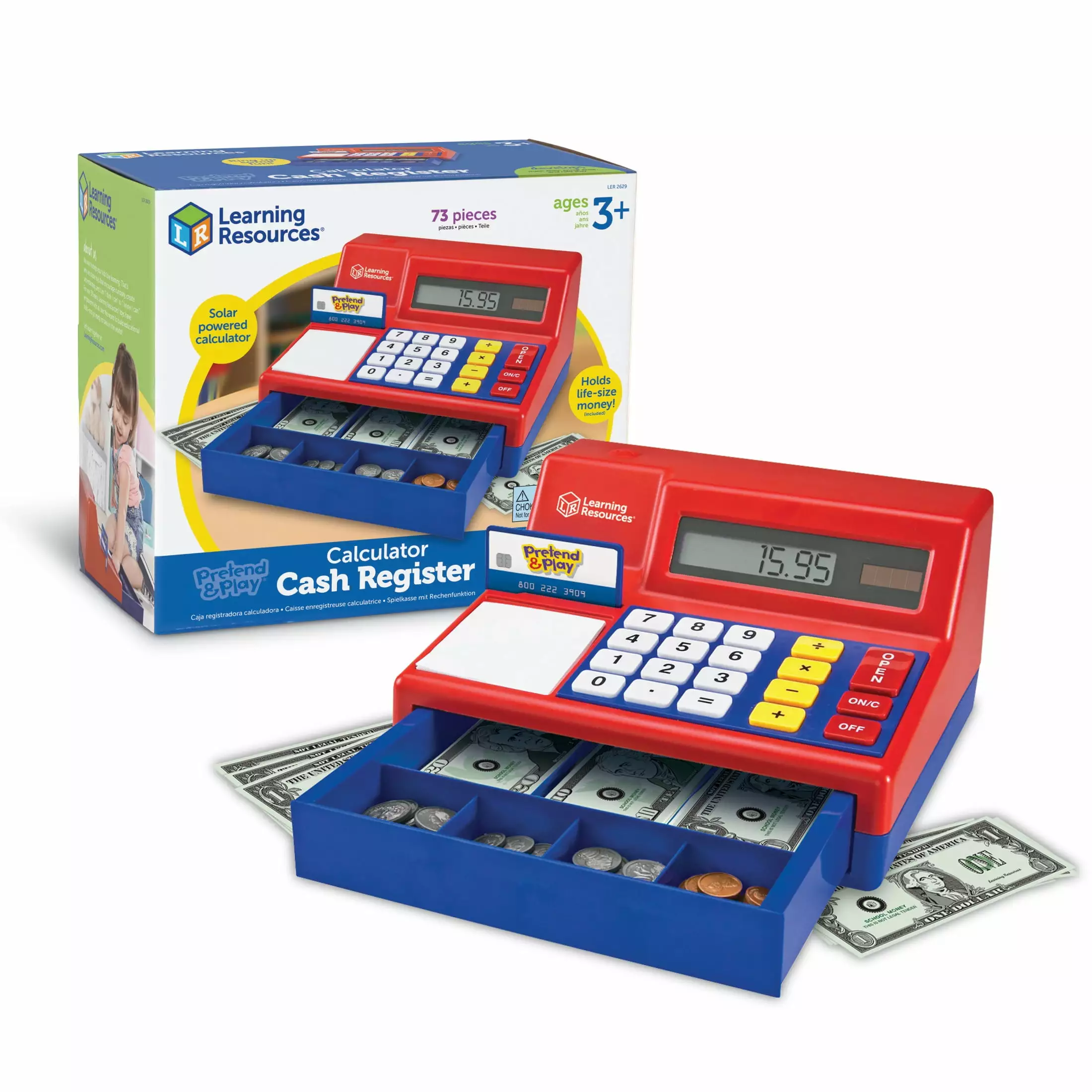 Learning Resources Pretend & Play Calculator Cash Register. Educational Learning Preschool Play Cash Register Toy for Girls and Boys Ages 3 4 5+