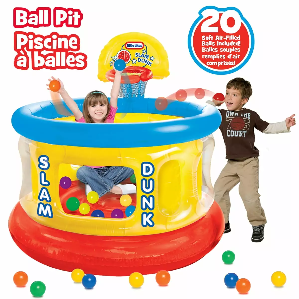 Little Tikes Slam Dunk Big Ball Pit. Inflatable Basketball Hoop and Balls for Kids Ages 3-6