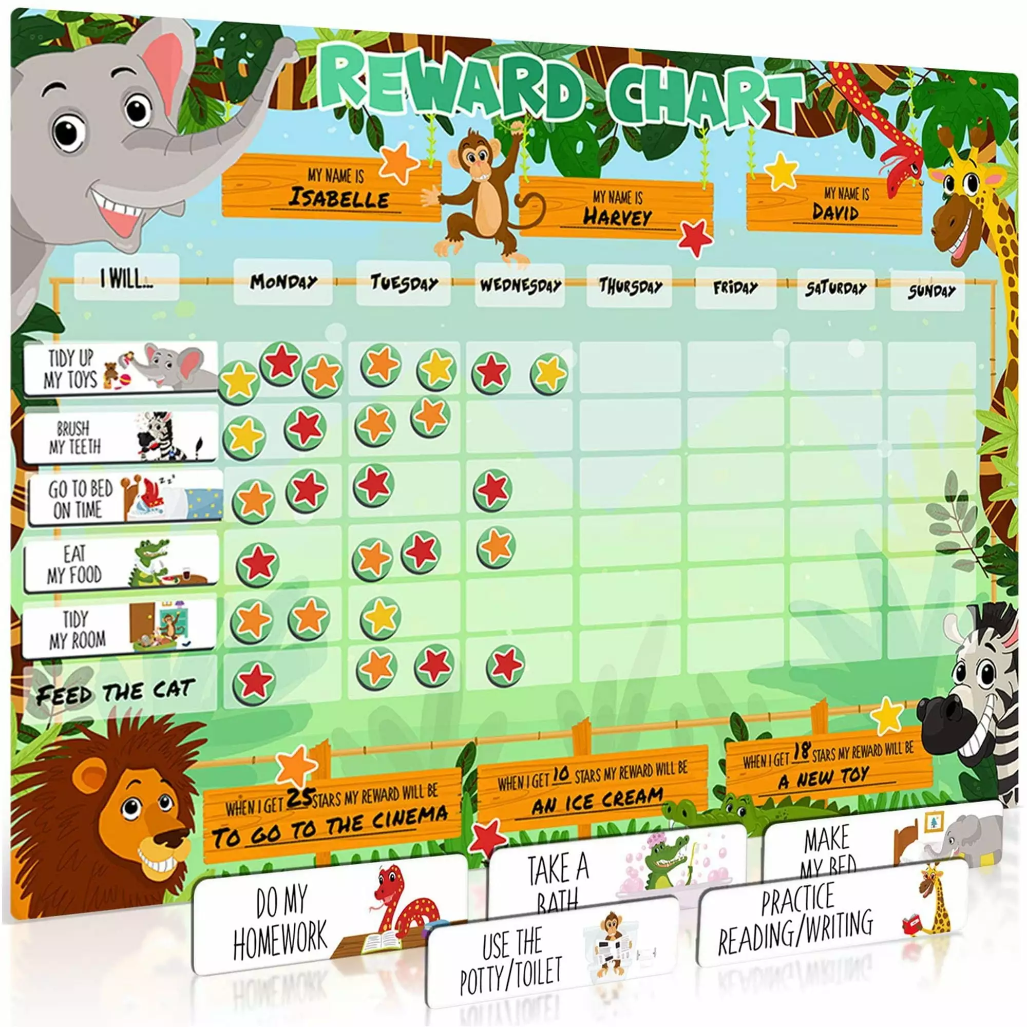 Luigi's Large Safari Good Behavior Reward Chart for Kids at Home & Classroom