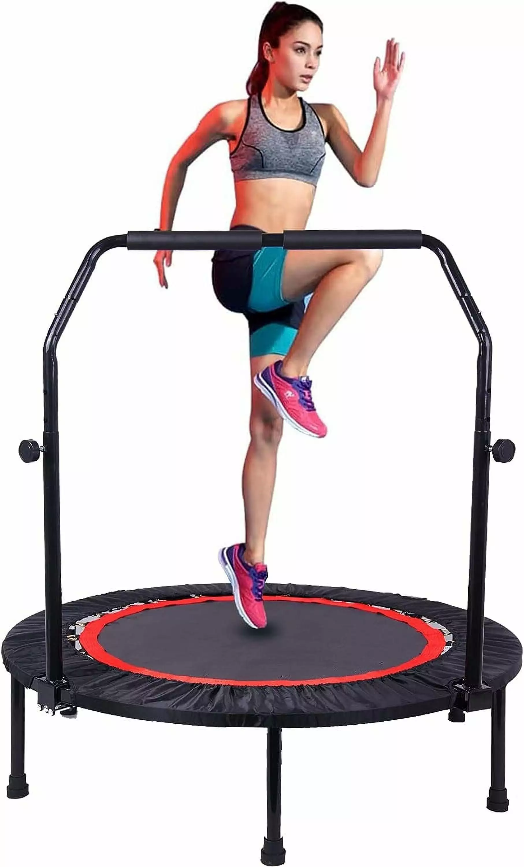 Luxvie 40in Mini Exercise Trampoline for Adults Kids Foldable Rebounder with Handle Indoor Fitness Rebounder Trampoline with Safety Pad Max Load 300LBS