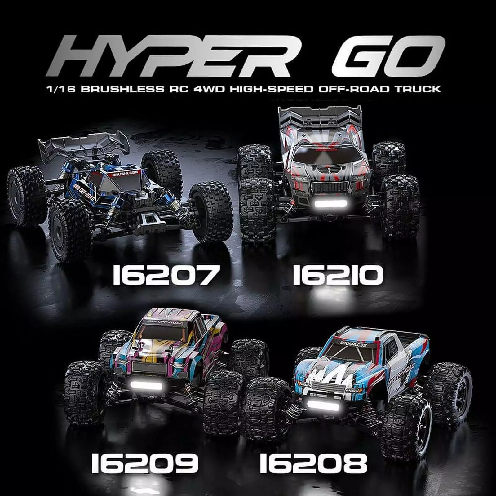 MJX Hyper Go 16207/16208/16209/16210 Rc Car Brushless High-Speed 4WD Remote Control Off-Road Truck Big Wheel Truck Rc Cars for Adul