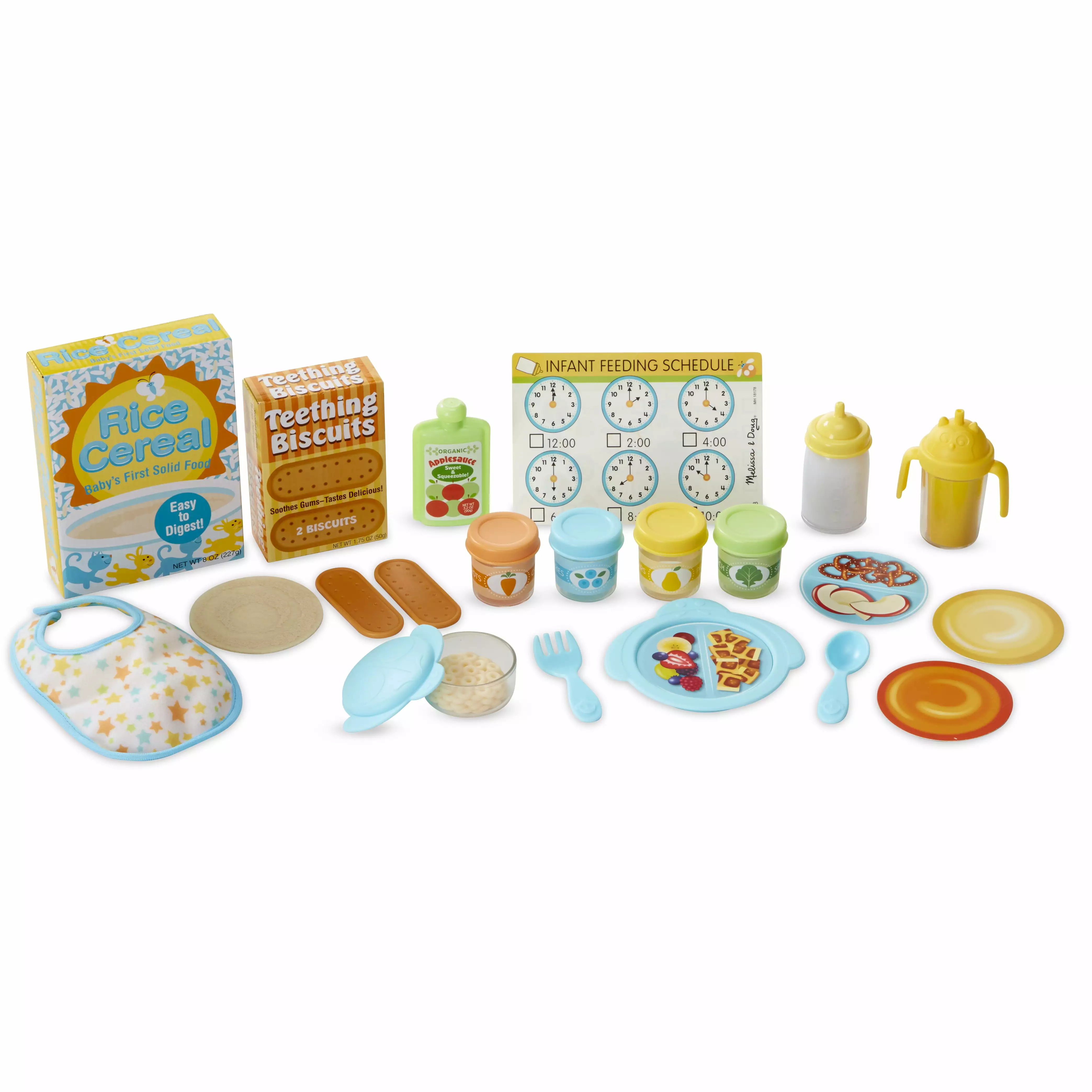 Melissa & Doug Mine to Love Mealtime Play Set for Dolls with Bottle. Pretend Baby Food Jars. Snack Pouch. More (24 pcs)