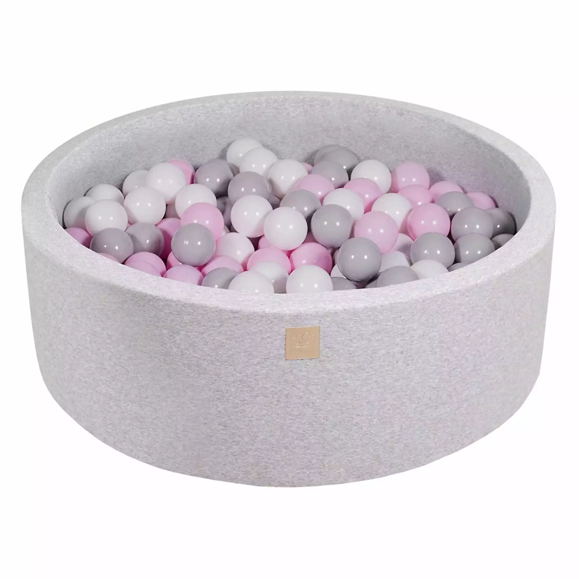 Open Box MeowBab 35 x 11.5 Baby Foam Ball Pit w/ 200 Balls. Pastel Pink/Gray