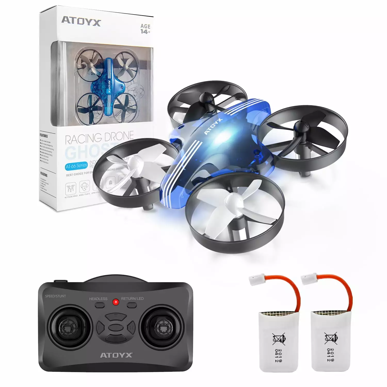 Mini Drone for Kids. ATOYX RC Drones for Kids and Beginners. RC Quadcopter Indoor with Headless Mode. Small Helicopter with 3D Flip. Auto Hovering and 2 Batteries. Great Gift for Boys and Girls(Blue)