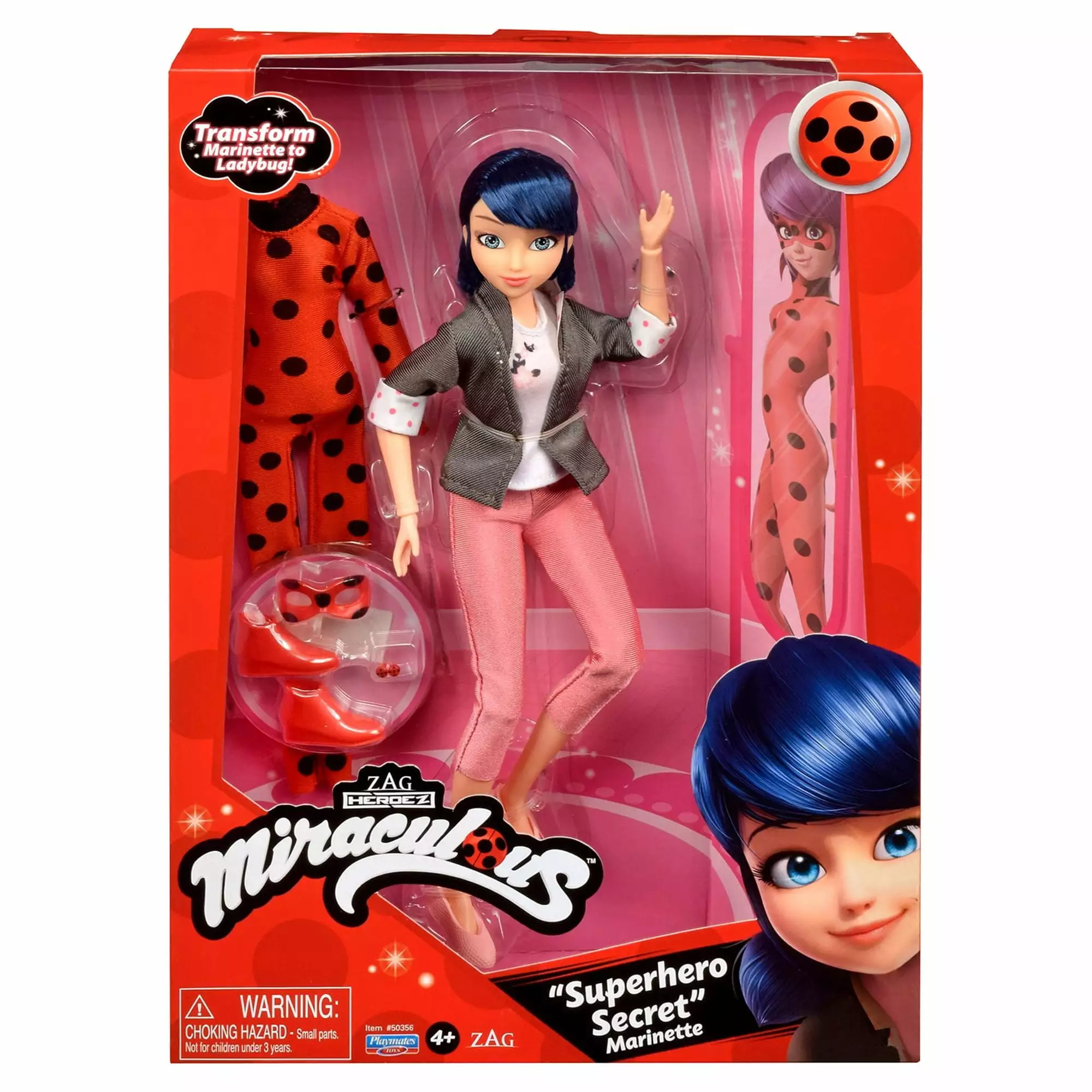 Miraculous Super Secret Marinette with Ladybug Outfit Doll Playset. 7 Pieces