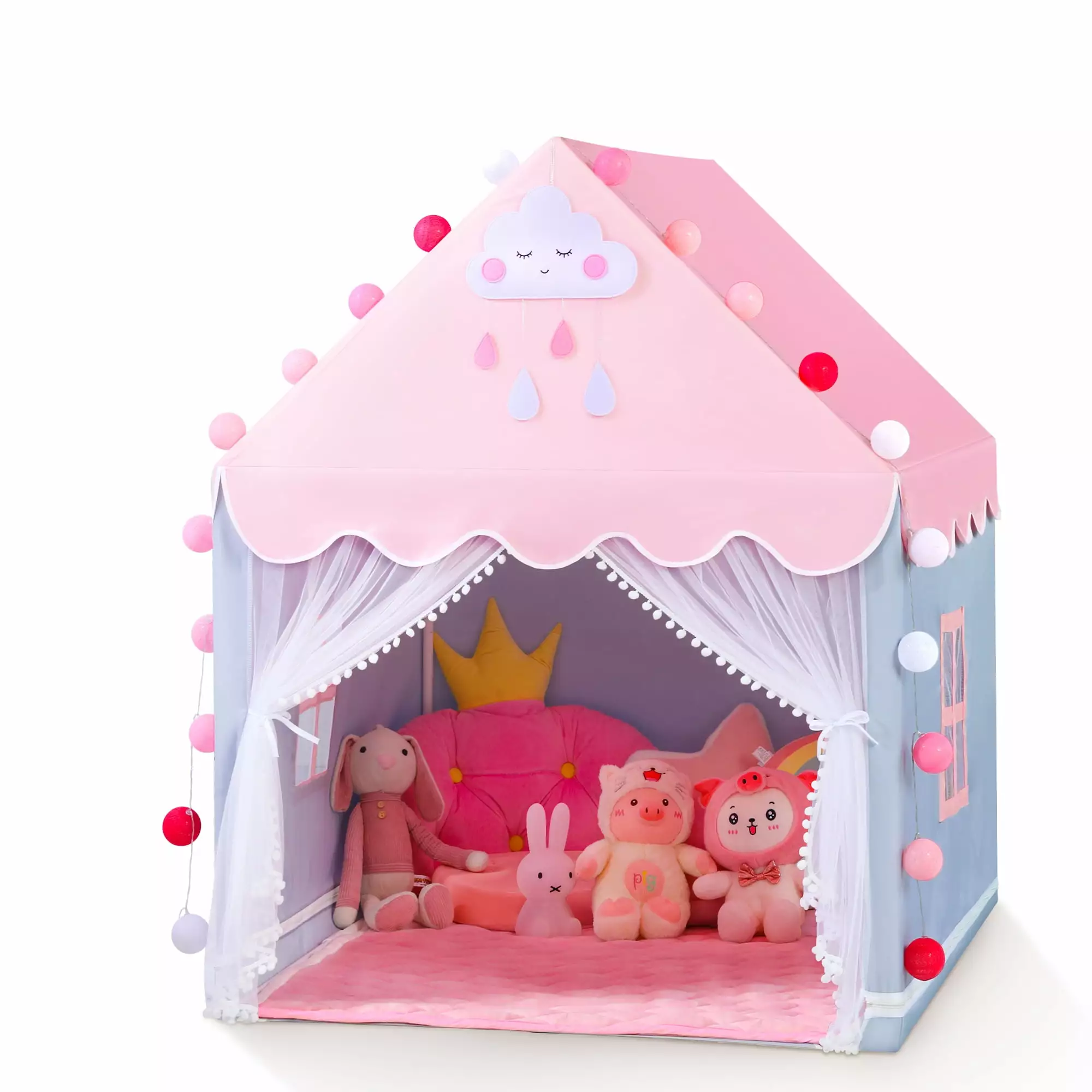 Moncoland Princess Kids Play Tent for Girls Toddlers with 2 Mesh Windows Fairy Playhouse Indoor Toys