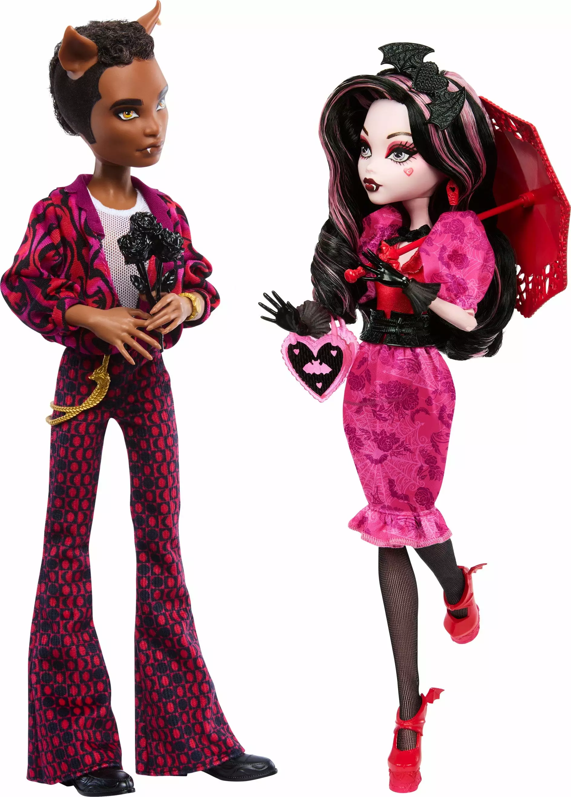 Monster High Draculaura and Clawd Wolf Collectible Dolls. Howliday Love Edition Two-Pack