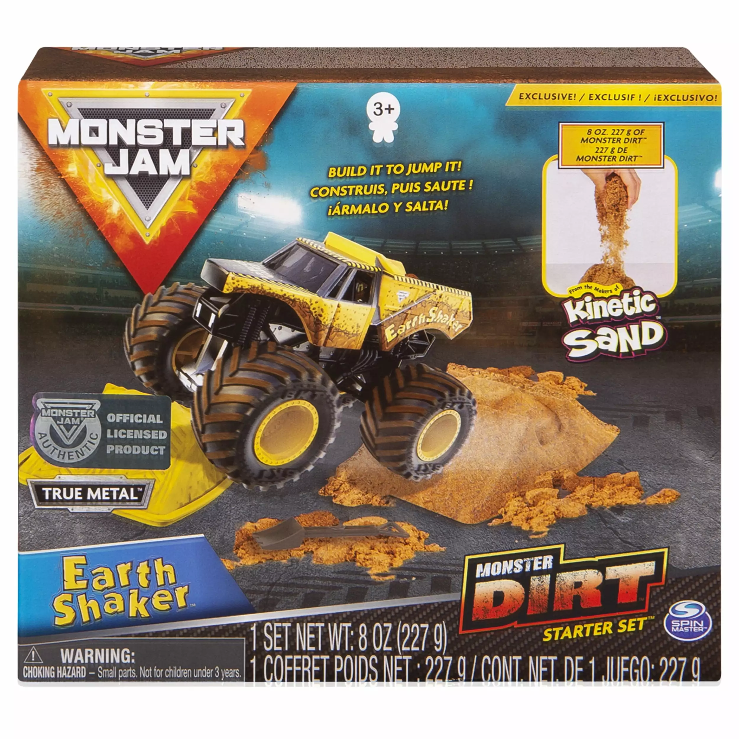 Monster Jam. Earth Shaker Monster Dirt Starter Set. Featuring 8oz of Monster Dirt and Official 1:64 Scale Die-Cast Monster Jam Truck