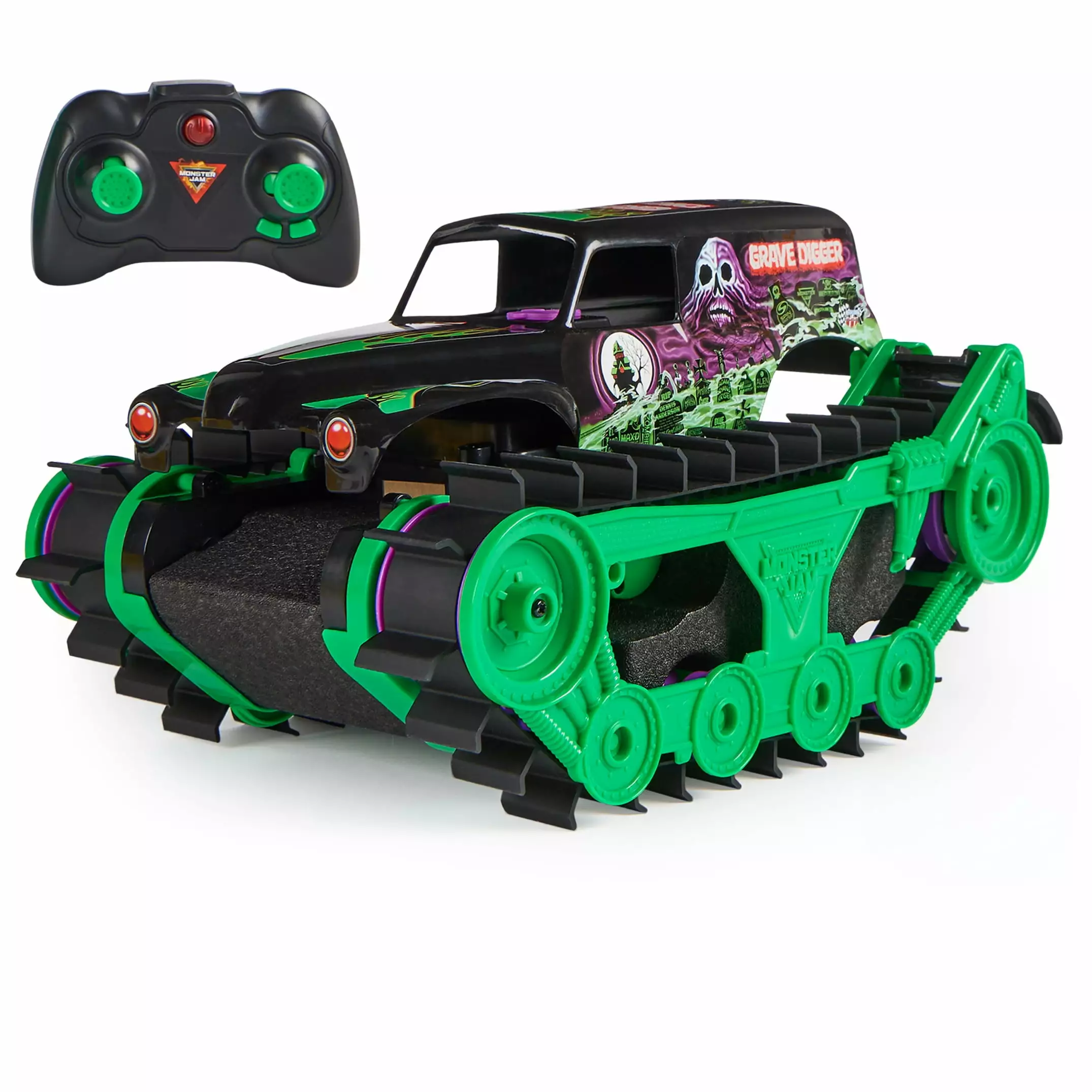 Monster Jam. Grave Digger Trax All-Terrain Remote Control Outdoor Vehicle. 1:15 Scale