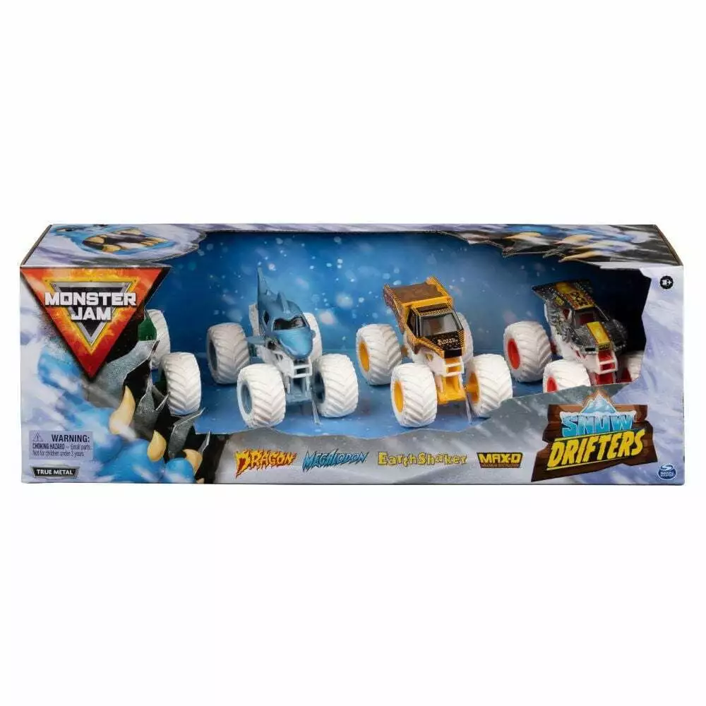 Monster Jam Snow Drifters 1:64 Diecast Monster Truck 4 Pack Spin Master MaxD Meg