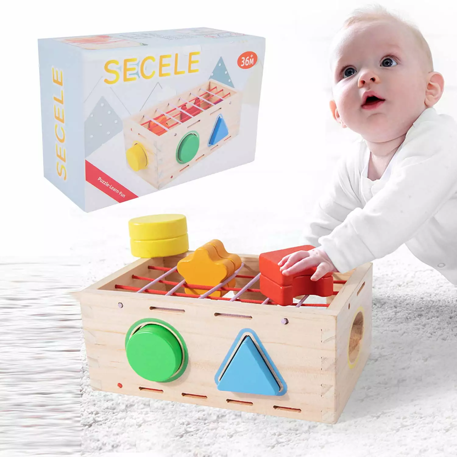 Montessori Toys.Wooden Shape Sorter Educational Toddler Toys Age 1 2 3 Year Old.Educational Learning Toys.Gift for Baby