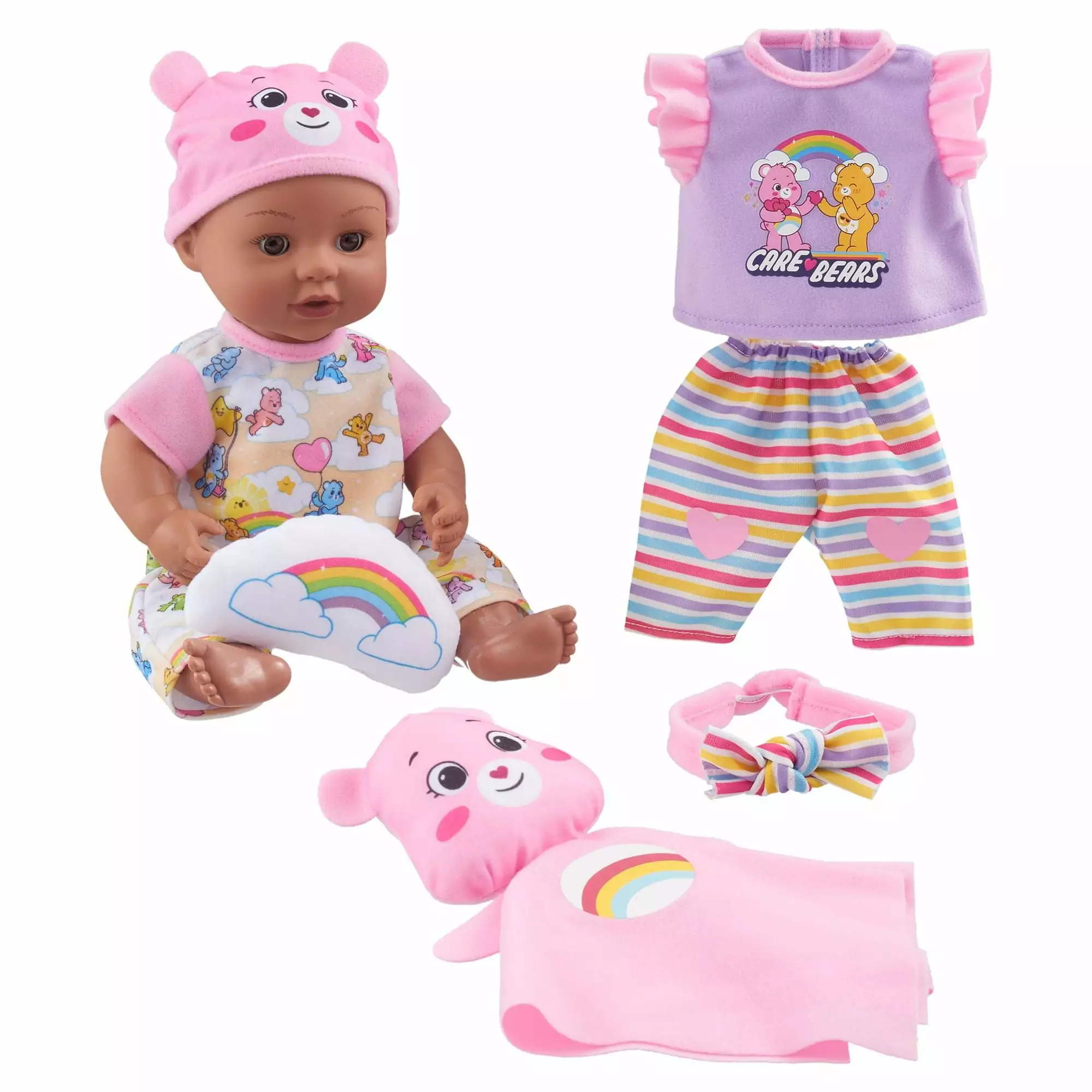 My Sweet Love Care Bears 12.5 inch Baby Doll Play Set. Dark Skin Tone