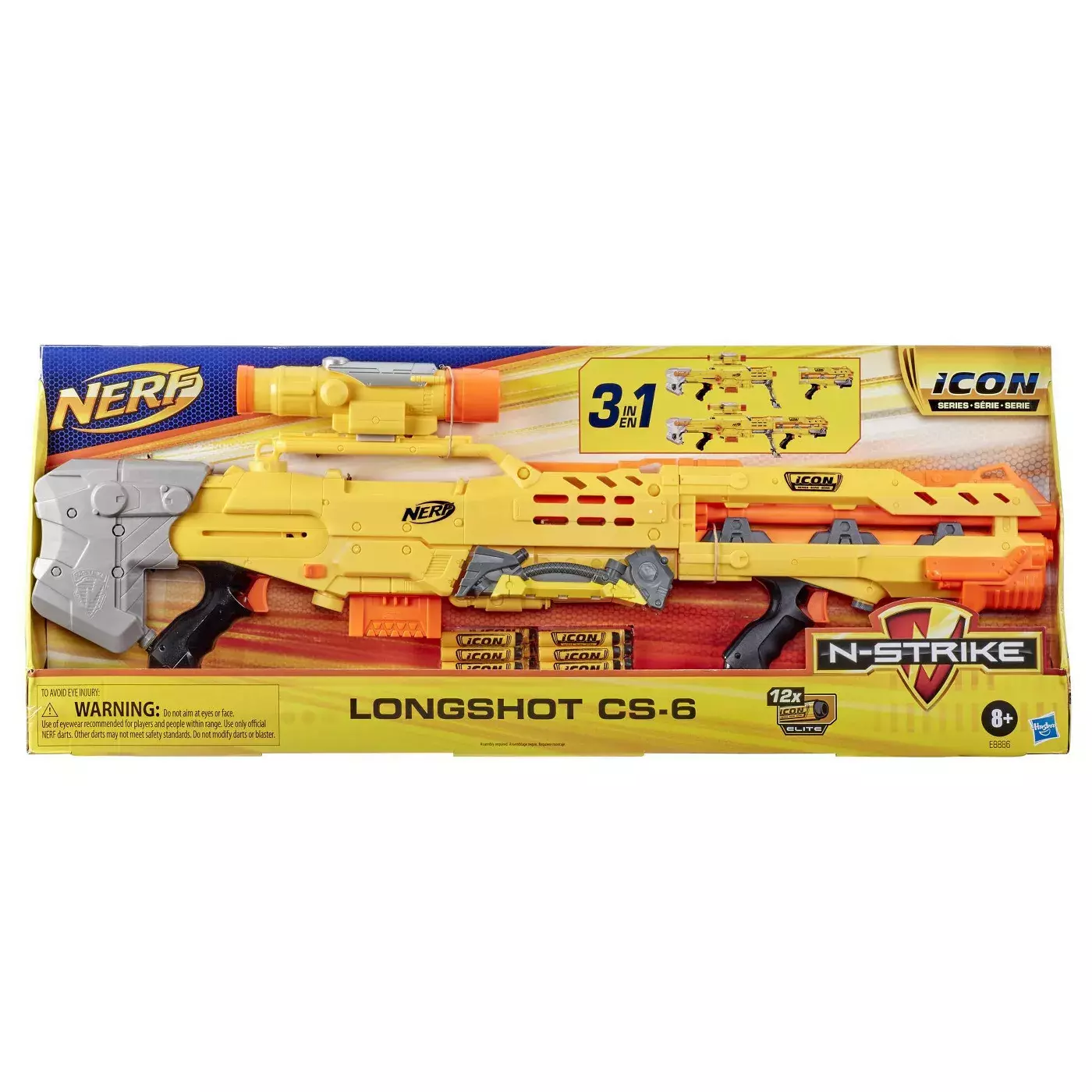 NERF N-Strike Icon Series Longshot CS-6 3 BLASTERS IN 1