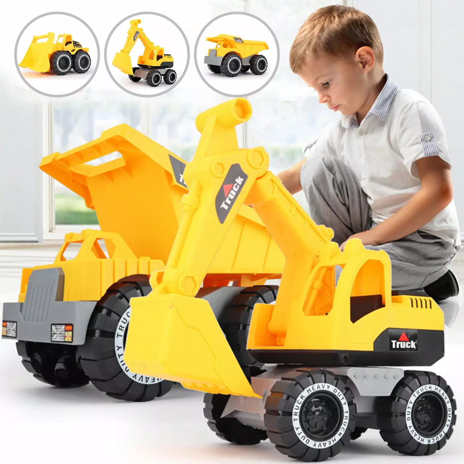 NEW Vehicles Truck Toys. Dump Truck. Bulldozer. Excavator. Kid Learning Building Gift for 3 4 5 6 Year Olds Boy Toddler Children.1PC