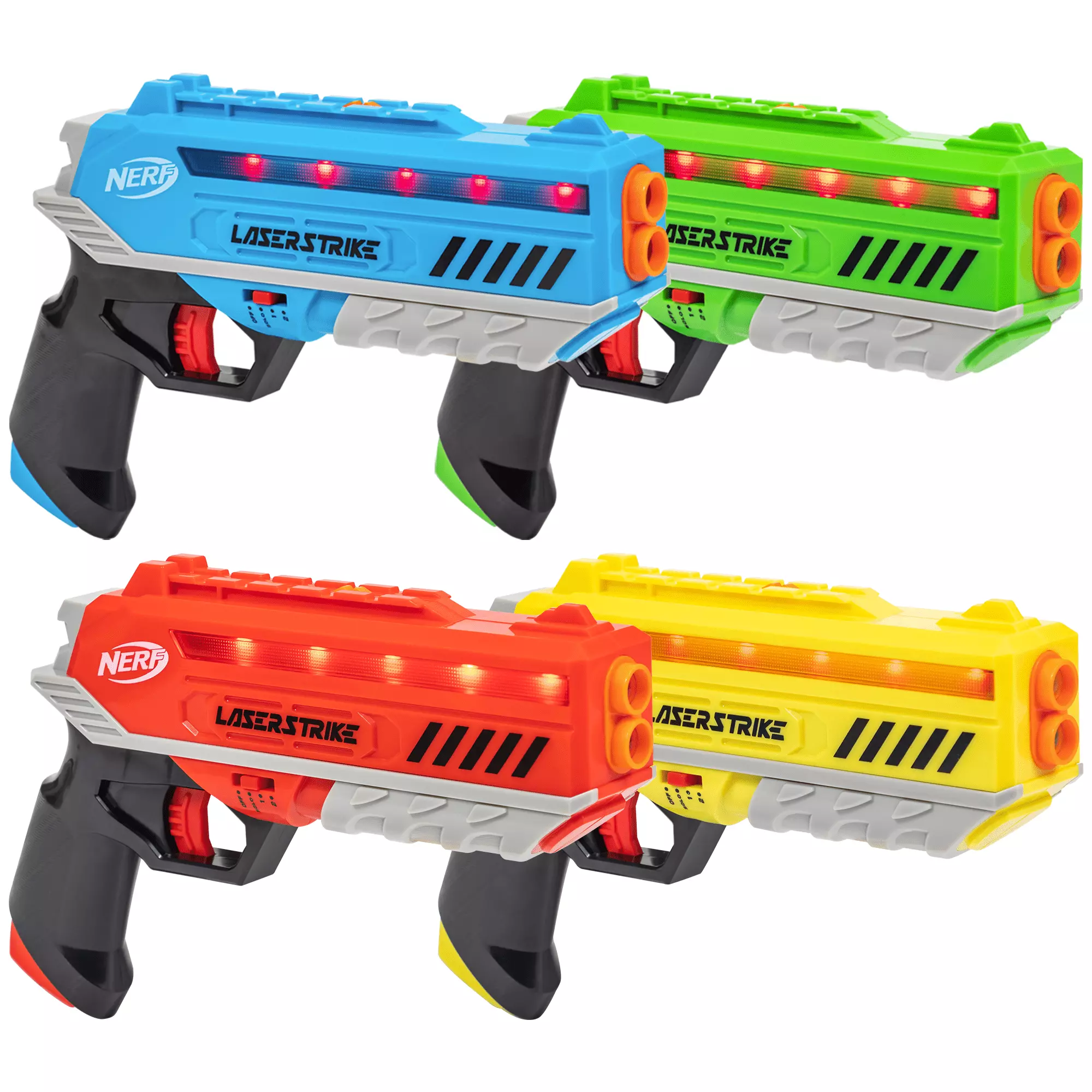 Nerf Laser Strike 4-Player Laser Tag Blaster Set. Indoor or Outdoor Game for Kids 8 years and up. Families. and Adults