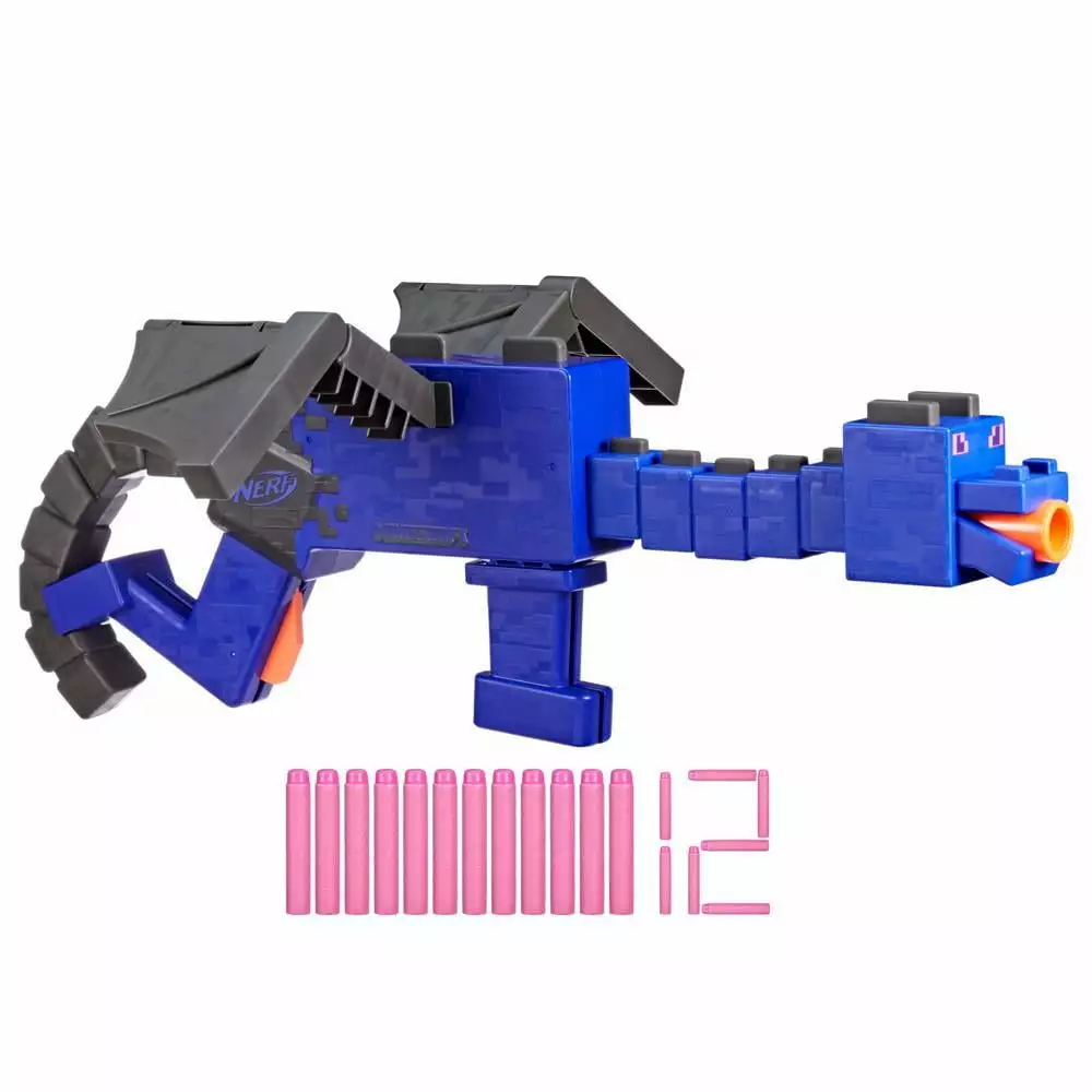 Nerf Minecraft Ender Dragon Dart Blaster with 12 Elite Darts Kids Toys for Outdoor Summer Games Ages 8 and Up