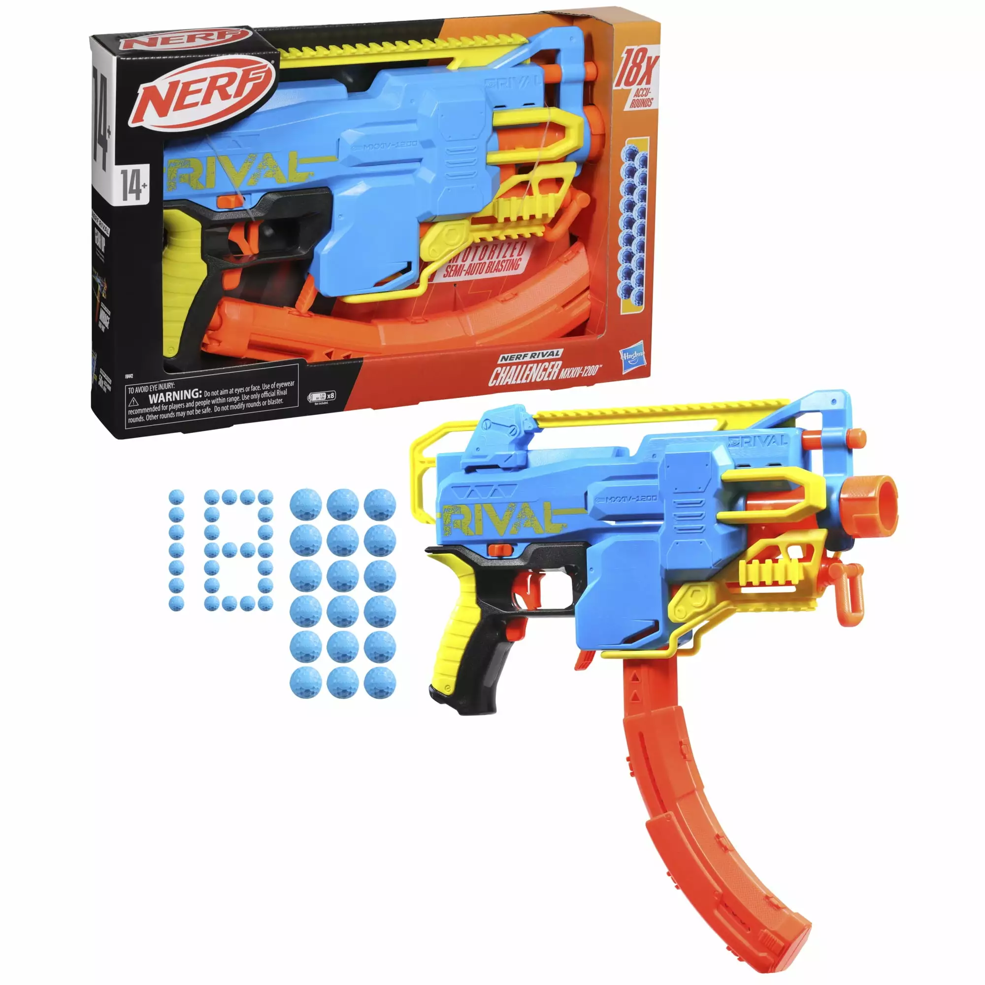 Nerf Rival Challenger MXXIV 1200 Motorized Electronic Ball Dart Blaster with 18 Darts For Outdoor Games Ages 14 and Up