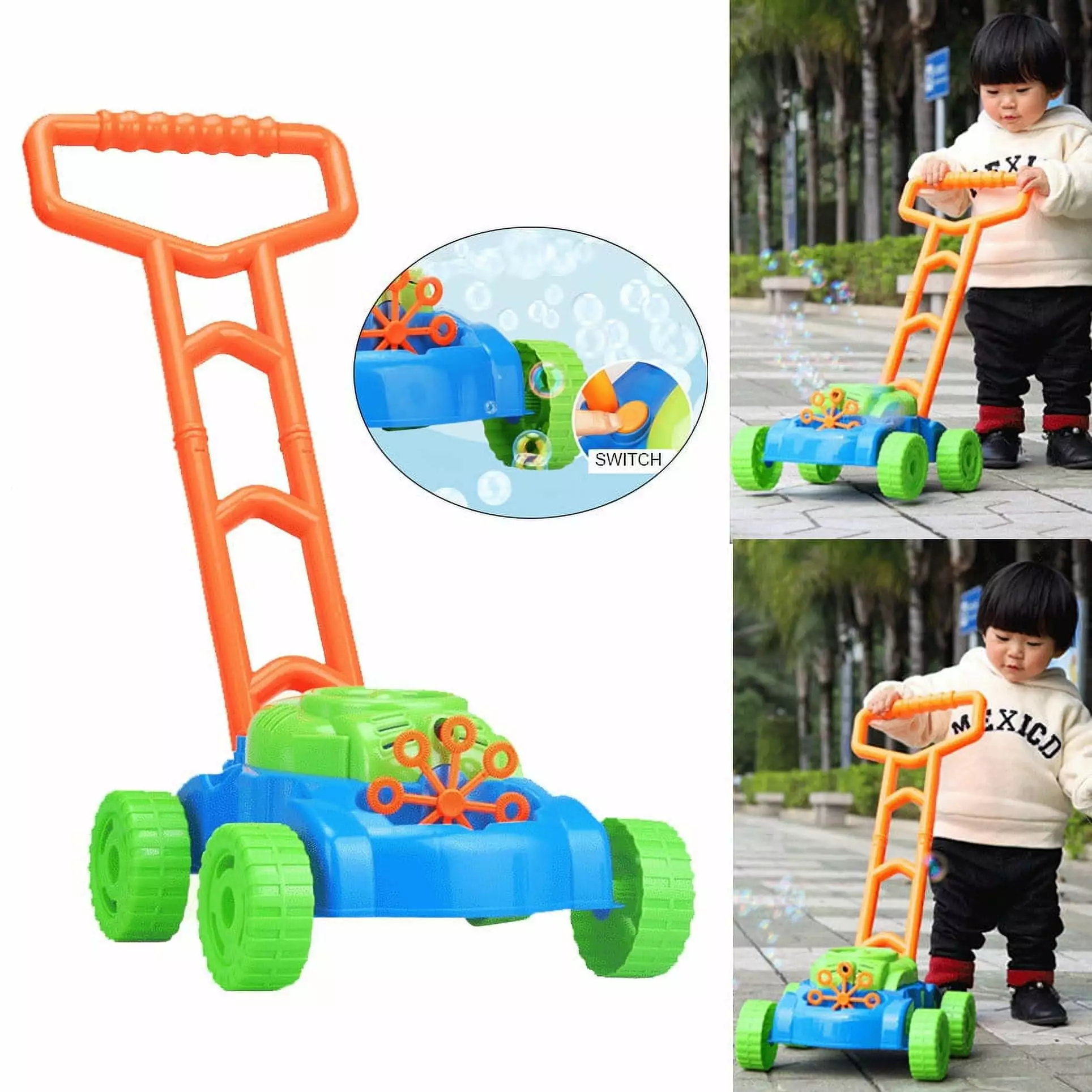 New Kids Auto Spillproof Bubble Blowing Mower Outdoor Garden Toy 240ml