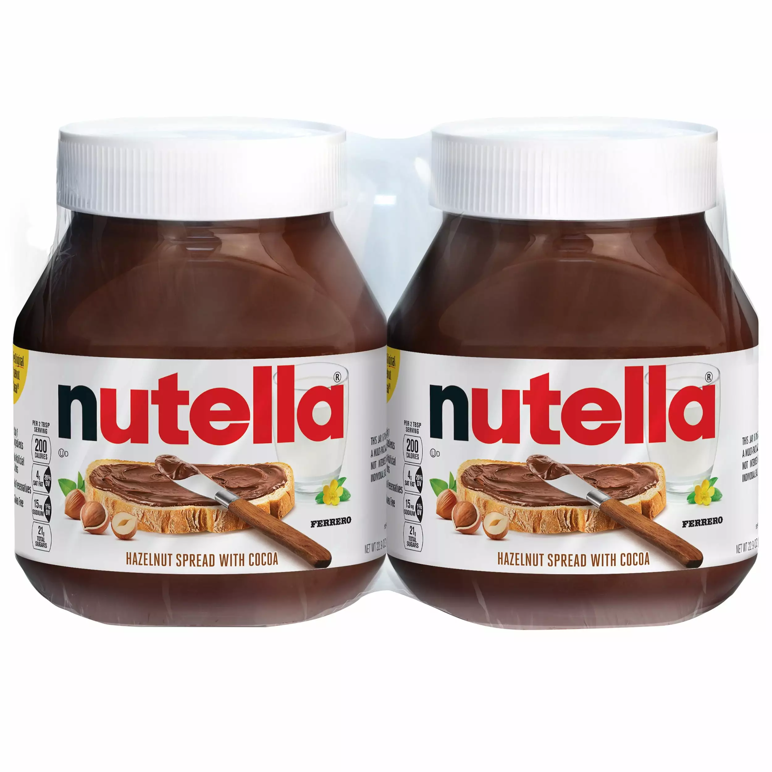 Nutella Hazelnut Spread. 2 Pk. 22.9 oz per Jar. 7 Ingredients. No Artificial Colors or Preservatives