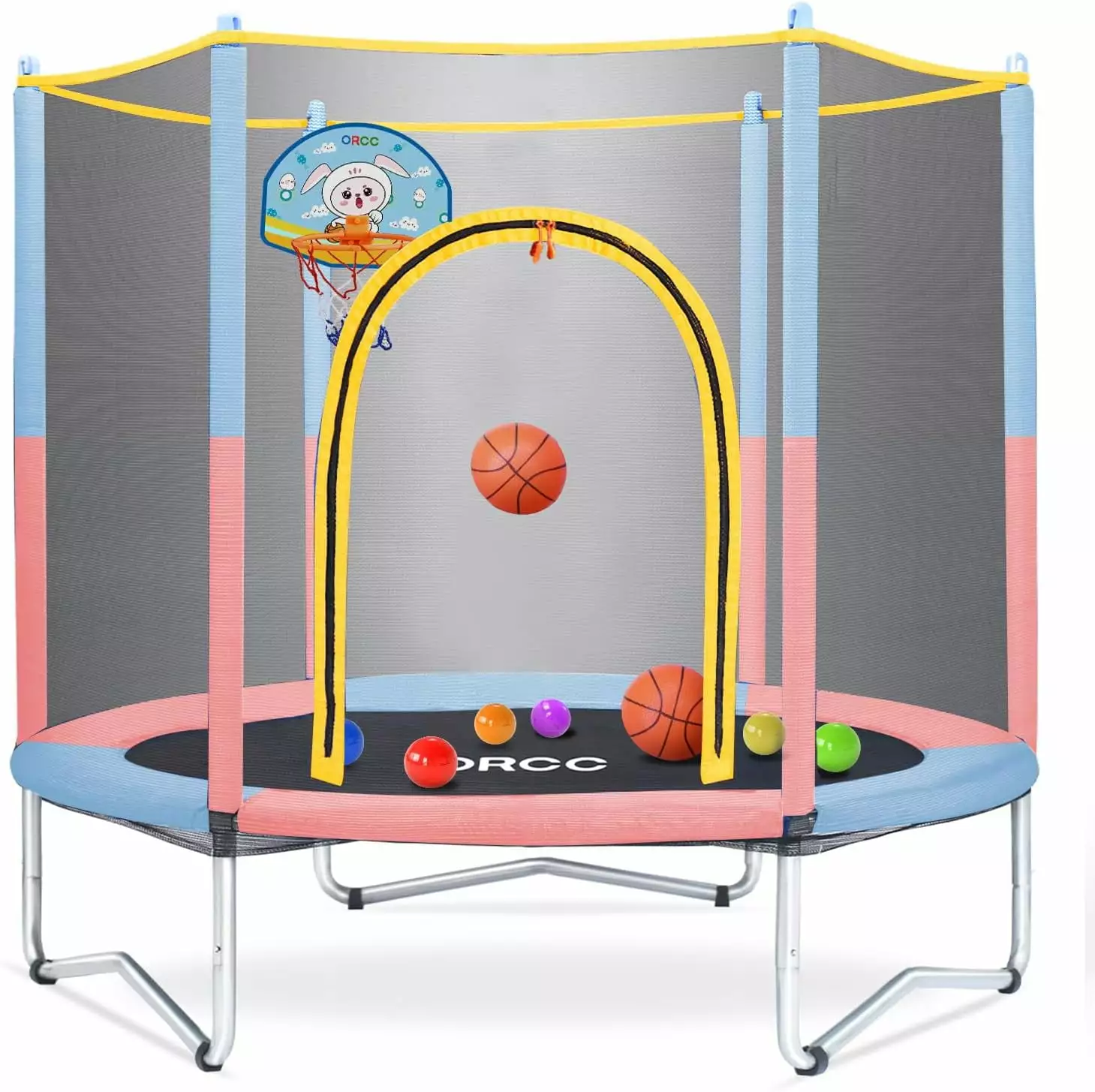 ORCC 55/60 Trampoline for Kids. Mini Trampoline with Safety Net Pad. Outdoor Indoor Small Trampolines for Child Toddler.Supports up to 220 Pounds