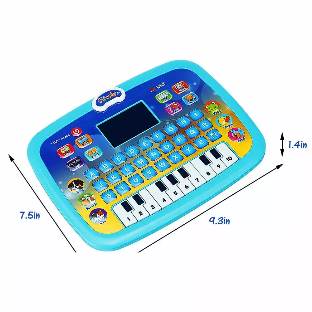 OUSITAID Tablet Toy for 2-3 Years Old Girls Boys. Educational Learning Toys with Light and Music. Interactive Toy for Numbers. Alphabet. Animals and Maths. Blue