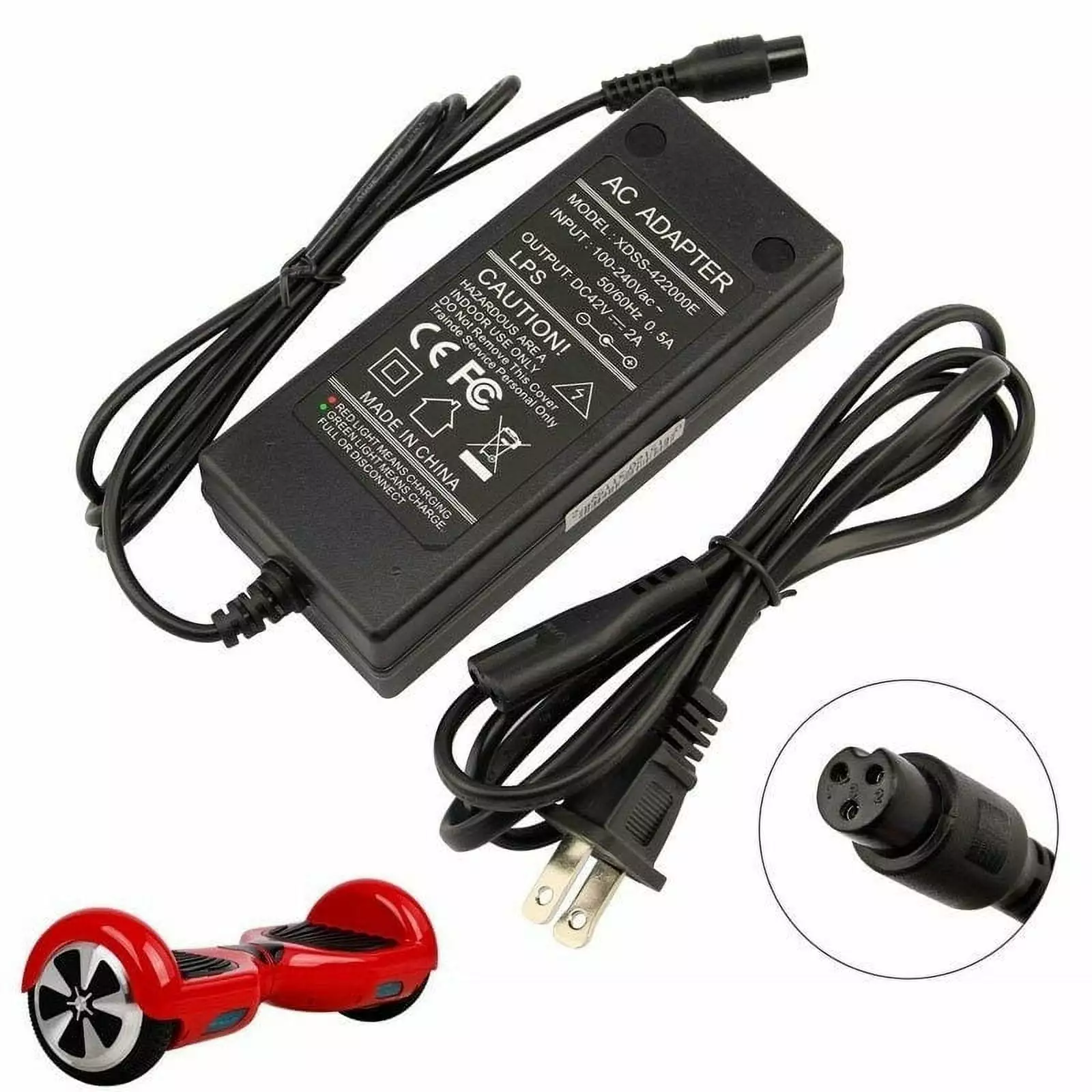 PANDAIN 42V 2A Hoverboard Charger Scooter Charger Universal Power Adapter Charger for 2 Wheel Self Balancing Hoverboard Scooter. Black