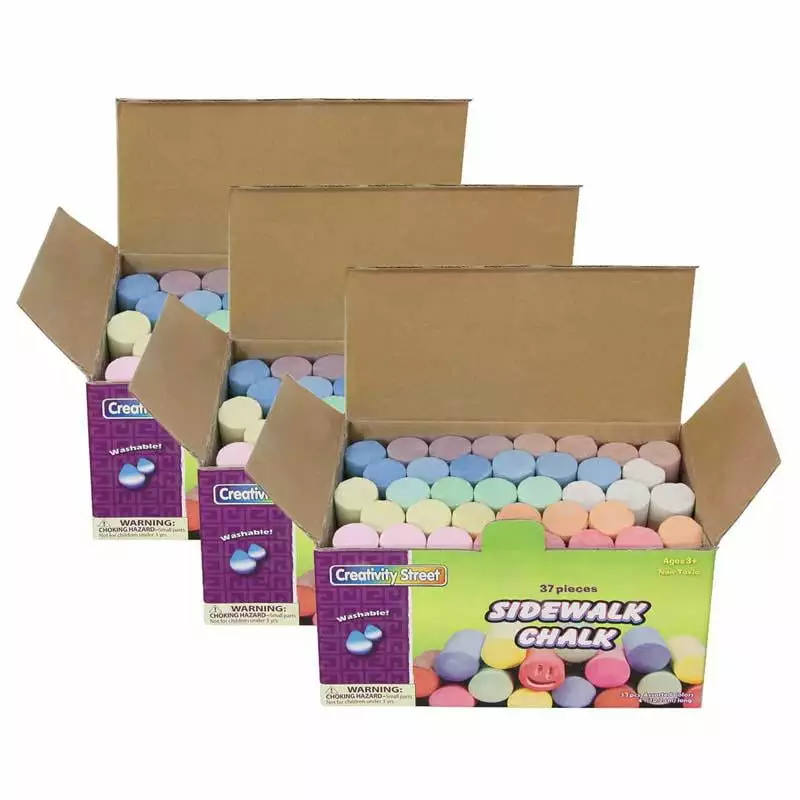 Pacon CK-1736-3 Creativity Street Sidewalk Chalk - 37 Pieces - Box of 3