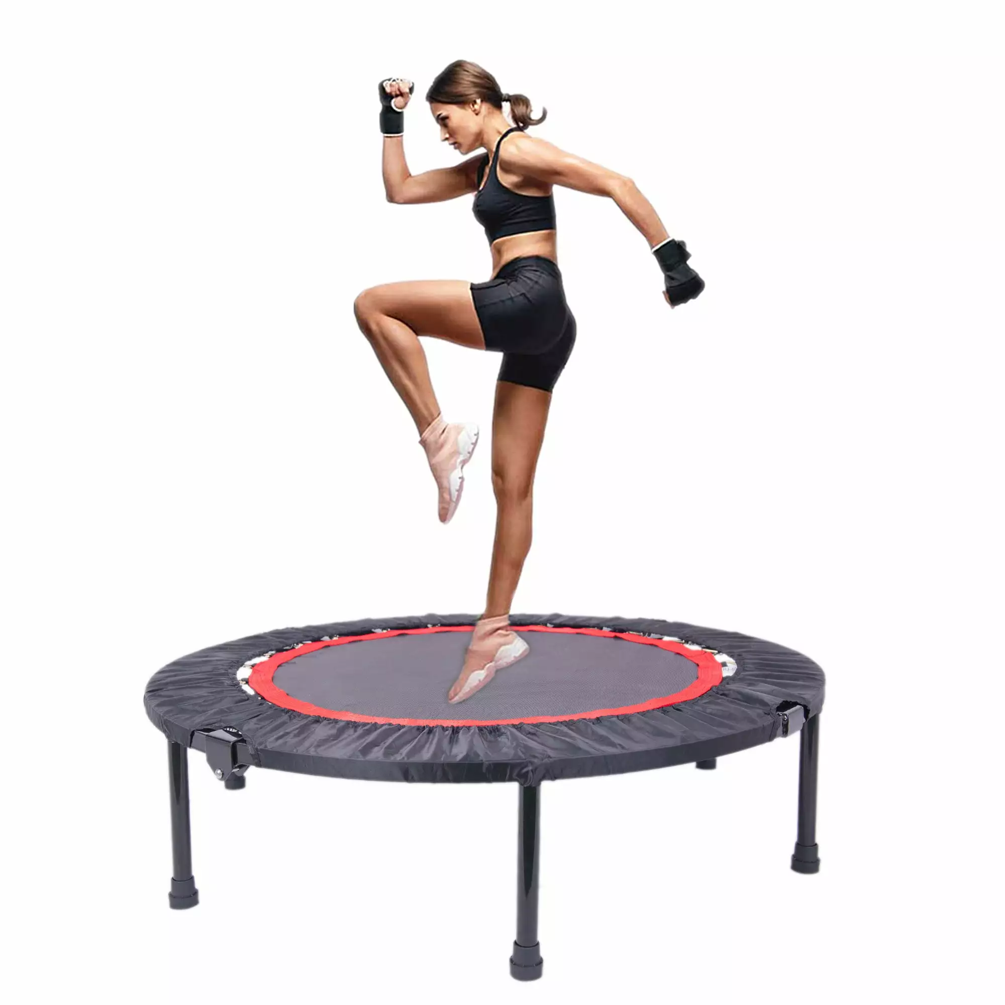 Parent-Child Foldble Twin Trampoline with Removable and Adjustable Bracelet. 2023 Upgraded Indoor Exercise Trampoline with Safety Pad. Kids Trampoline for 2 Kids Toddlers. Blue. S7843