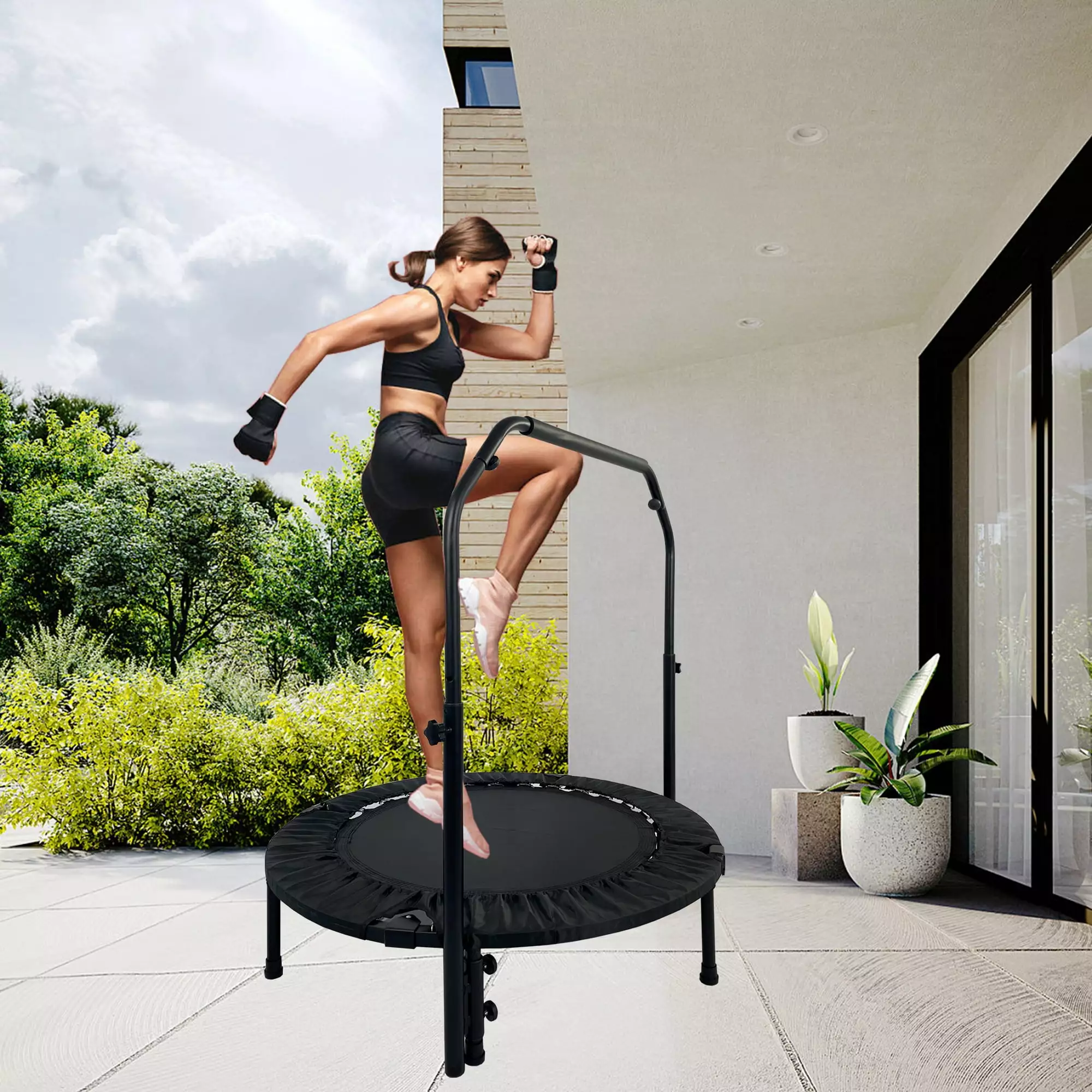 Pirecart 40 Mini Trampoline for Adults. Foldable Trampoline Rebounder for Indoor Outdoor